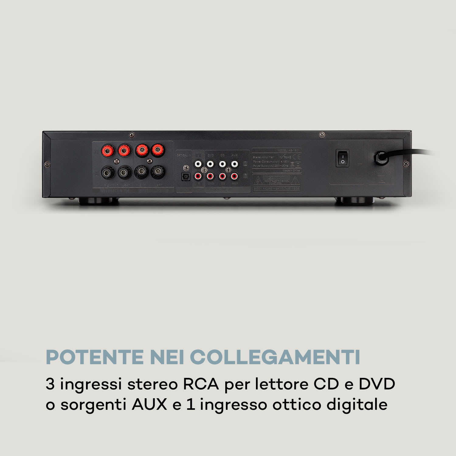 AV2-CD608BT Amplificatore HiFi Stereo4x100W RMS BT Dig-Opt-In nero Nero