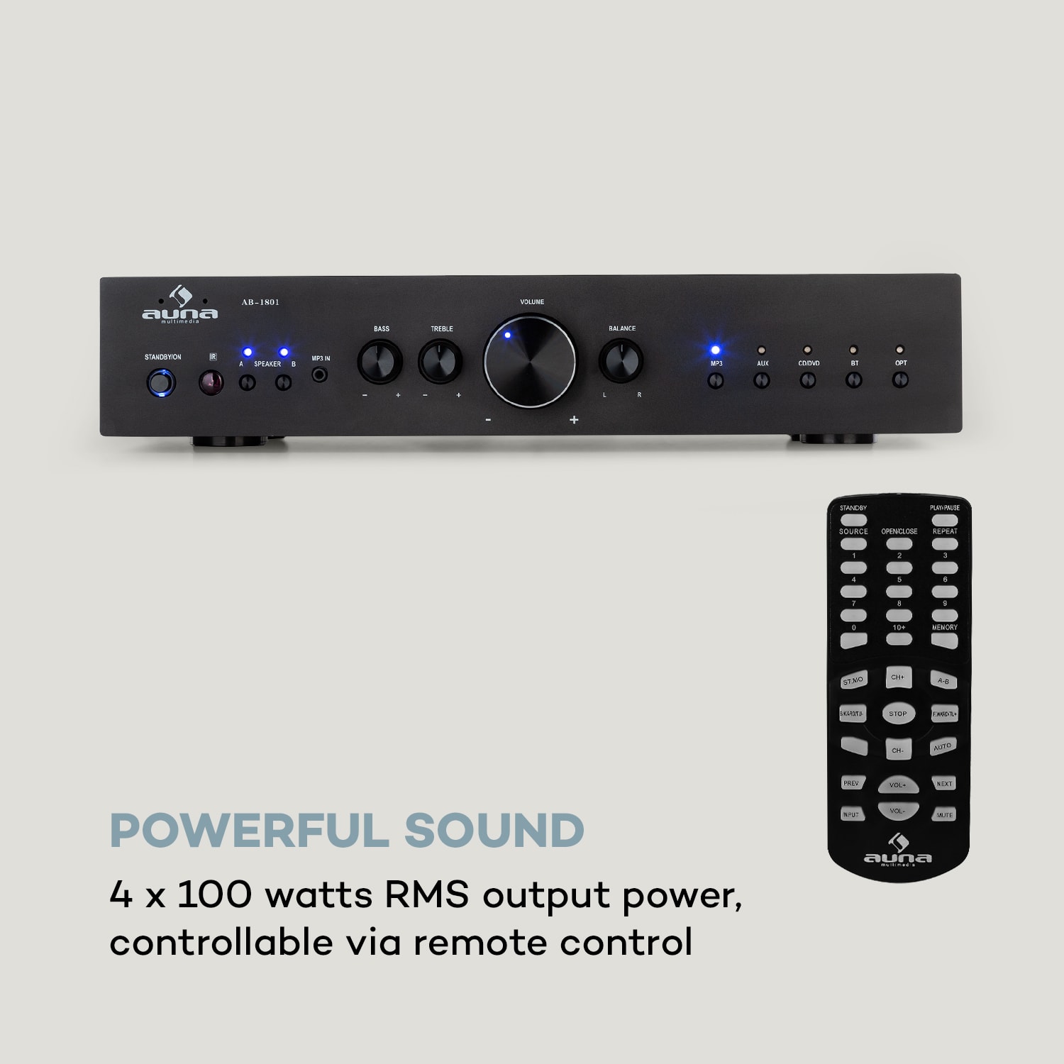 AV2-CD608BT HiFi Stereo Amplifier 4x100W RMS BT Dig-Opt-In Black Black