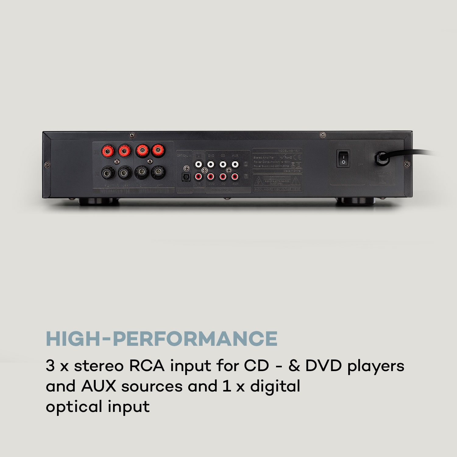 AV2-CD608BT HiFi Stereo Amplifier 4x100W RMS BT Dig-Opt-In Black Black