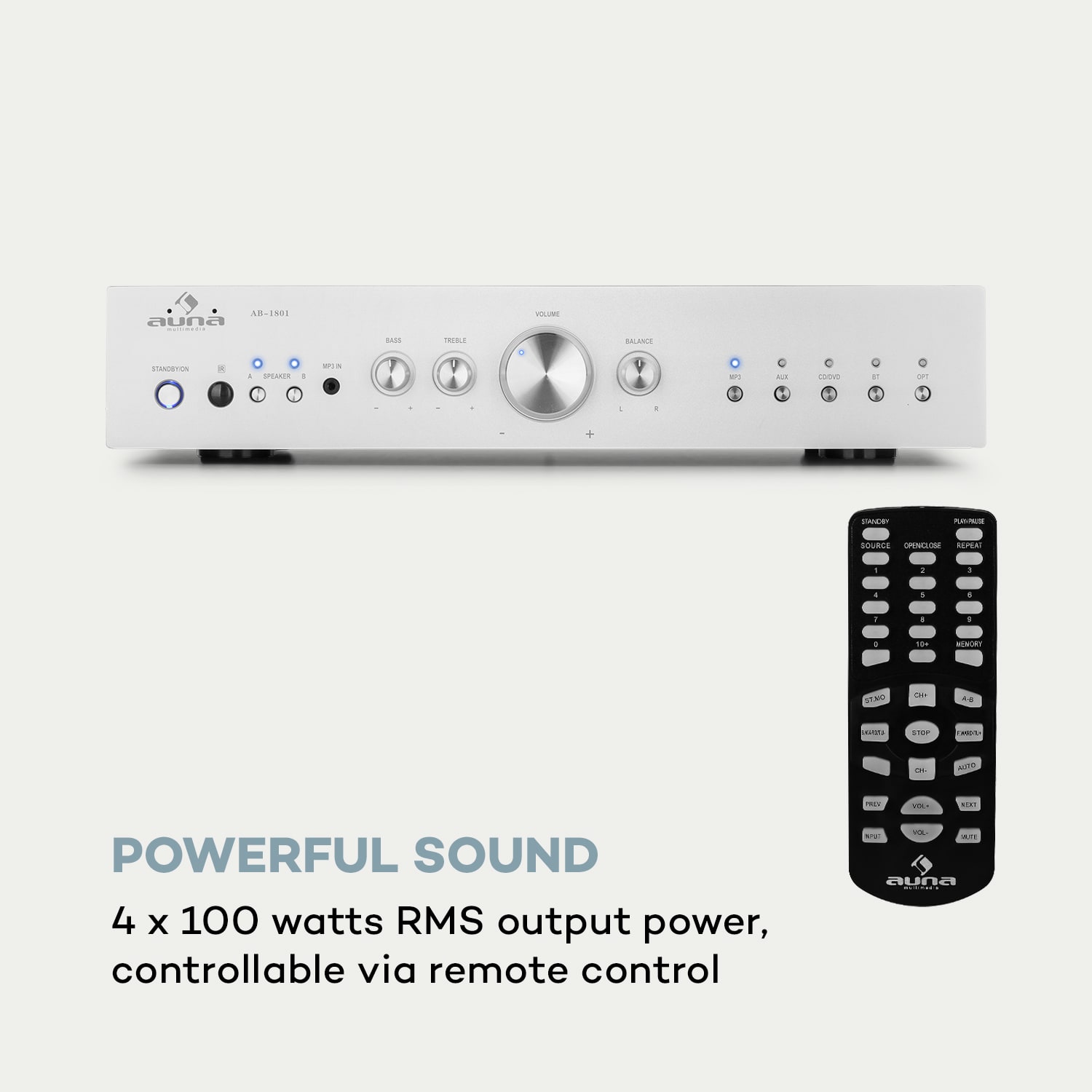 AV2-CD608BT, HiFi стерео усилвател, 4 x 100 W RMS, BT, цифров оптичен вход 