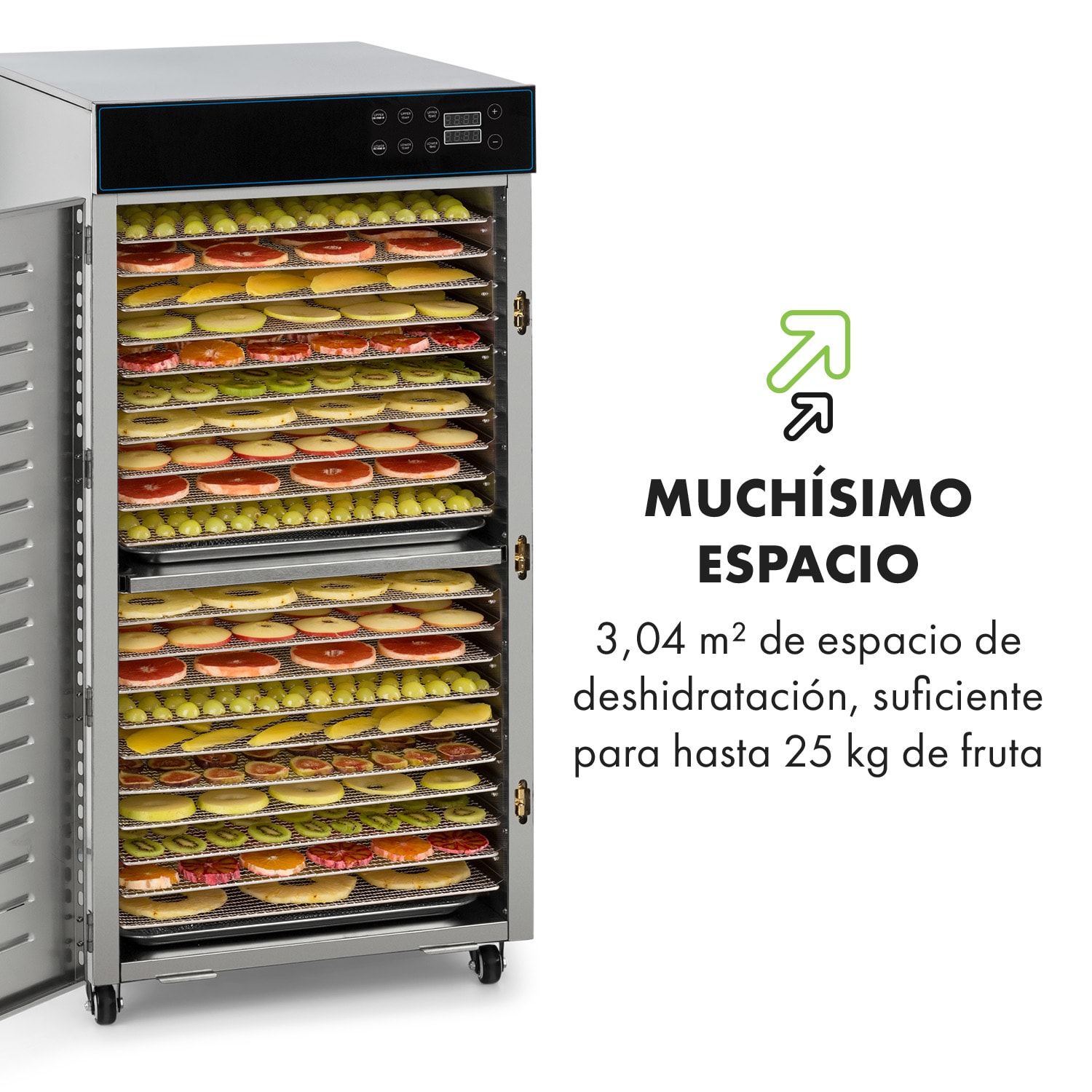 Master Jerky 300 Deshidratador 2000W 40-90 °C temporizador 24h acero inoxidable color plateado 20 bandejas