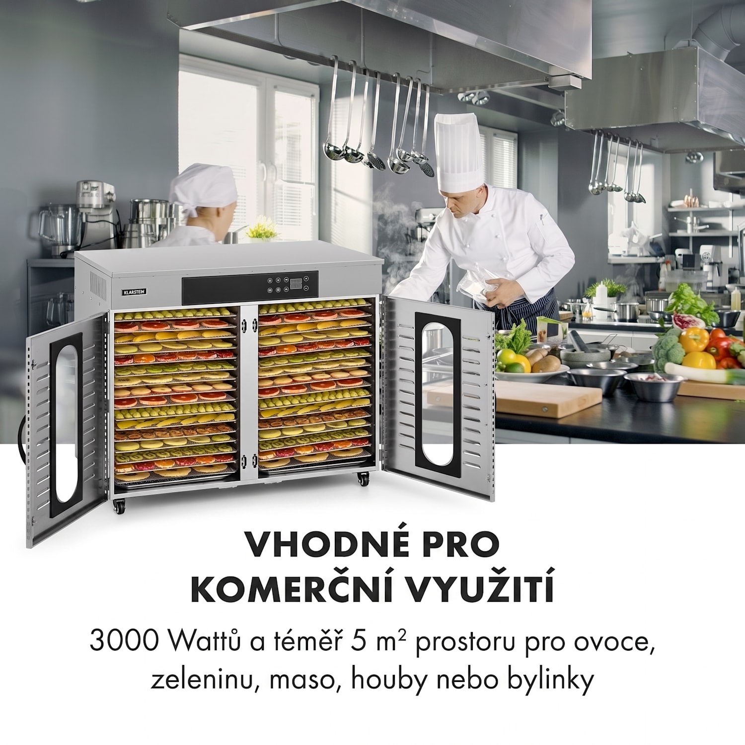 Master Jerky 500, sušička potravin, 3000 W, 30-90 °C, 24h časovač, nerezová ocel, stříbrná 32 plat