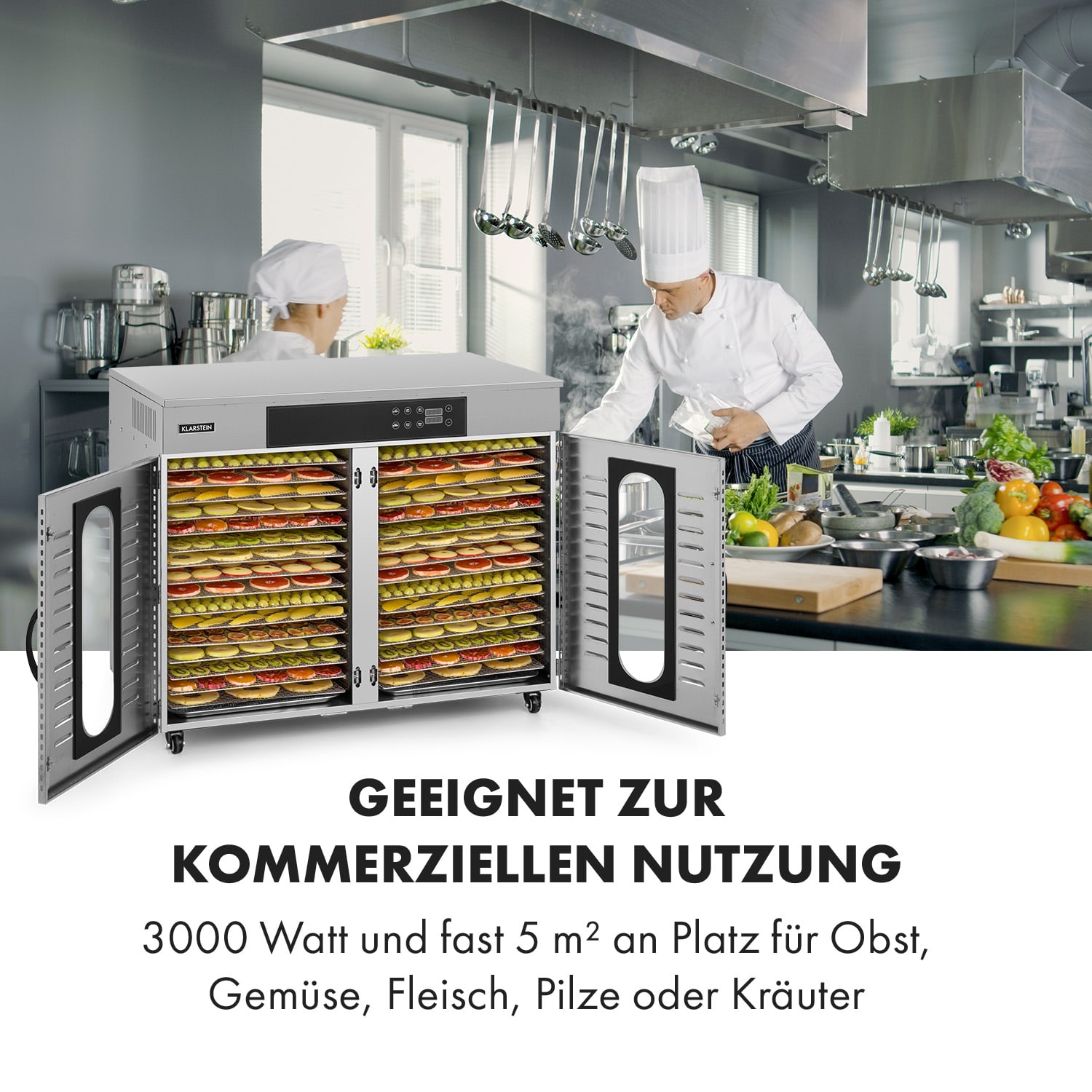 Master Jerky 500 Dörrautomat 3000W 30-90 °C 24h-Timer Edelstahl silber 32 Etagen
