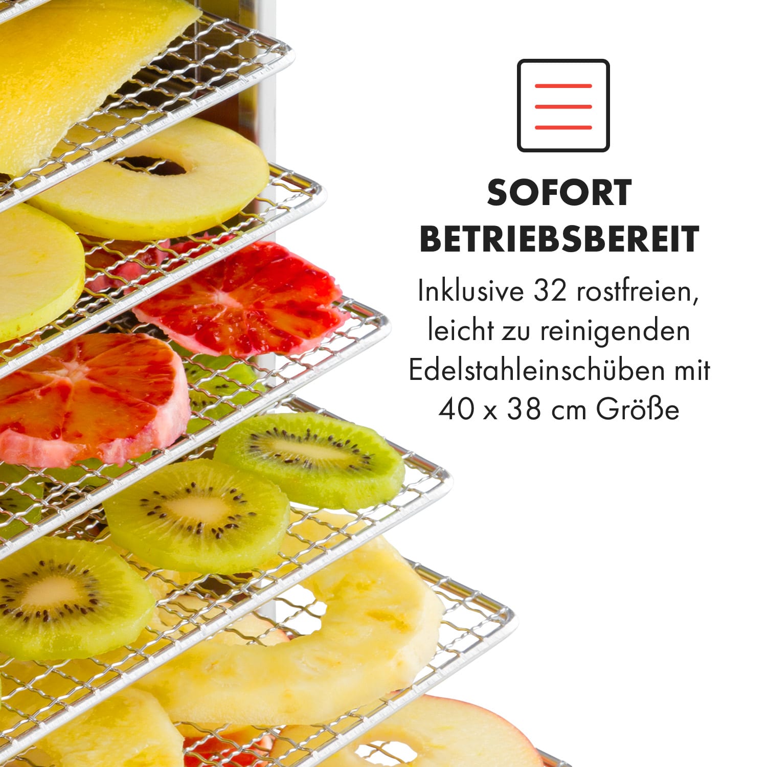 Master Jerky 500 Dörrautomat 3000W 30-90 °C 24h-Timer Edelstahl silber 32 Etagen