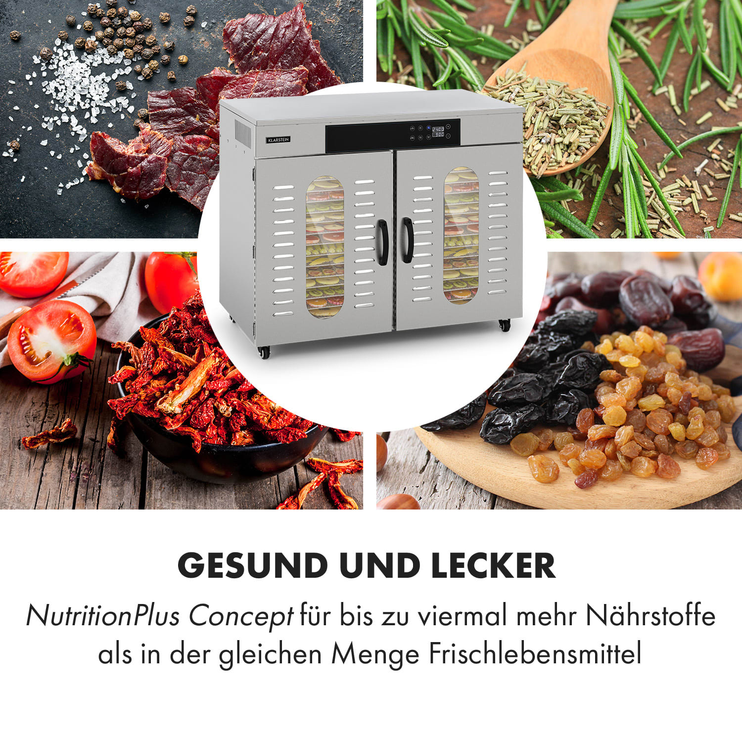 Master Jerky 500 Dörrautomat 3000W 30-90 °C 24h-Timer Edelstahl silber 32 Etagen