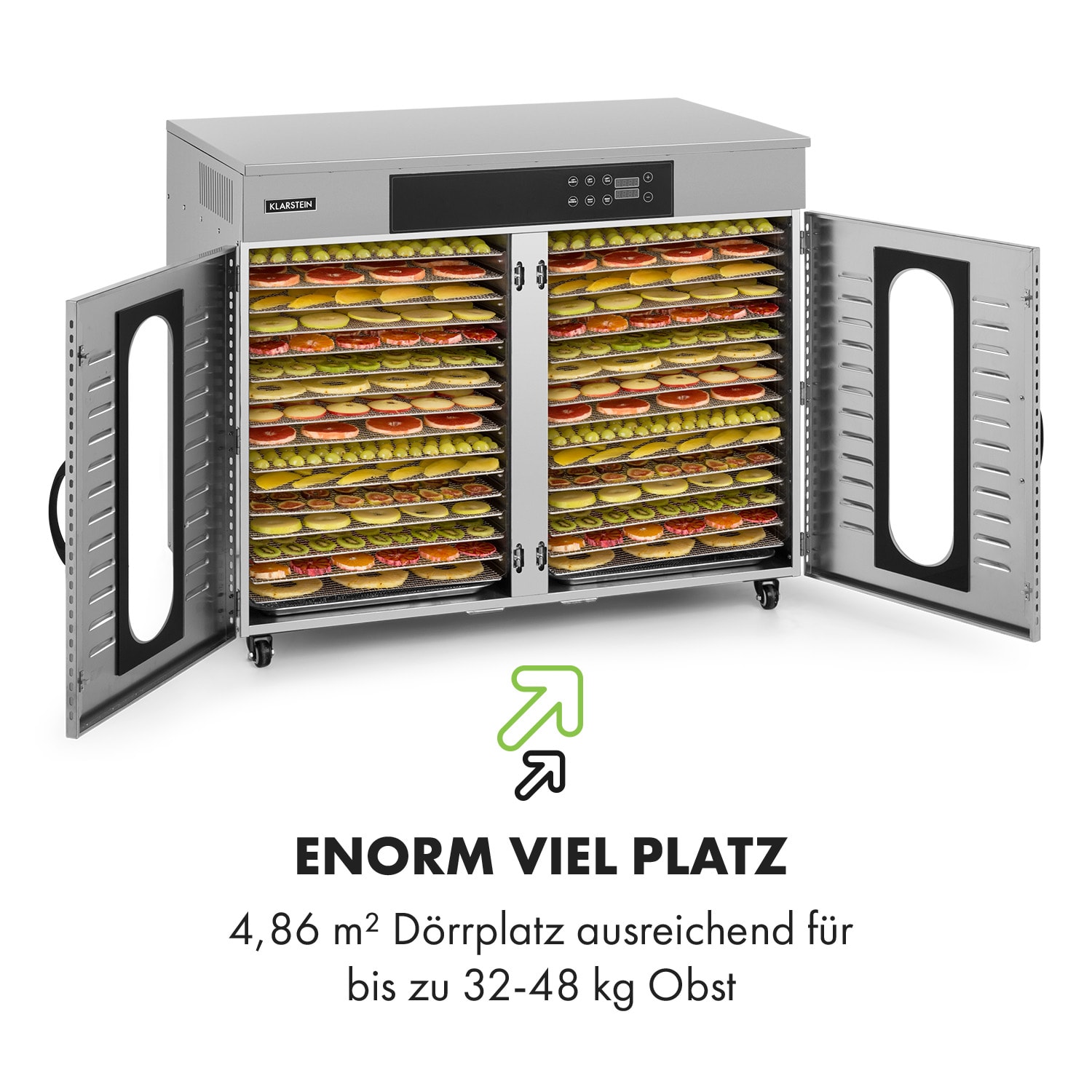 Master Jerky 500 Dörrautomat 3000W 30-90 °C 24h-Timer Edelstahl silber 32 Etagen