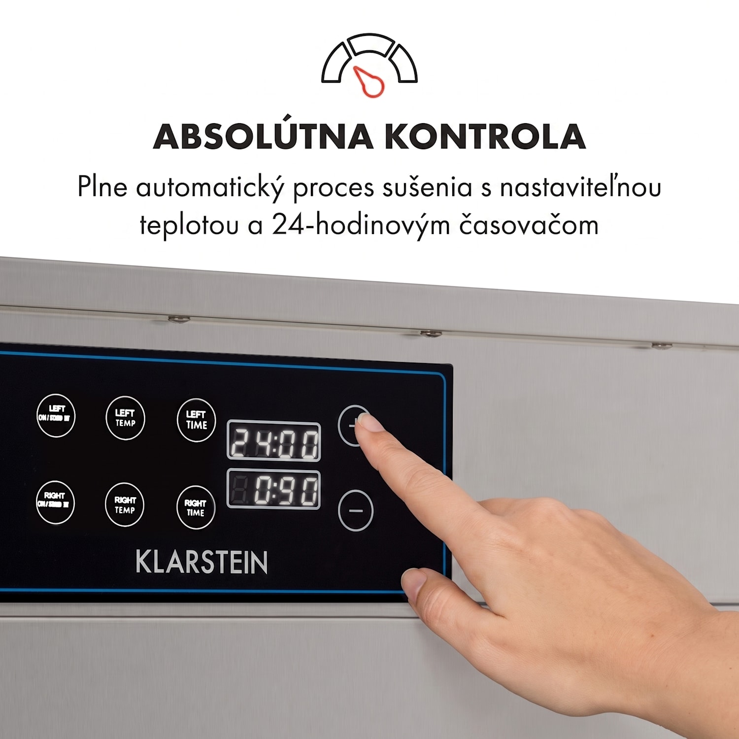 Master Jerky 500, sušička potravín, 3000 W, 30 – 90 °C, 24 hod. časovač, nehrdzavejúca oceľ, strieborný 32 roštov