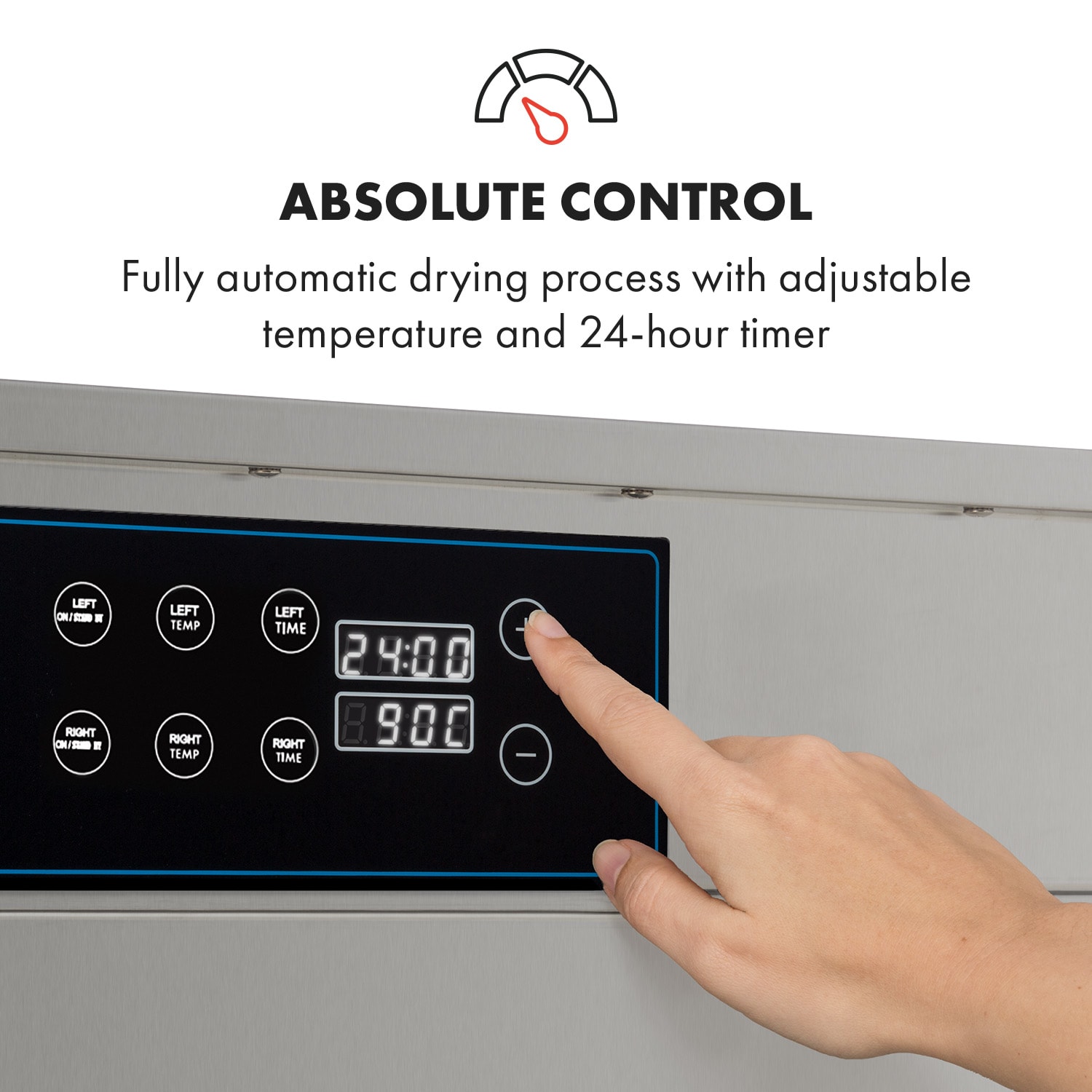 Master Jerky 500, sušička potravín, 3000 W, 40 – 90 °C, 24 hod. časovač, nehrdzavejúca oceľ, strieborný 32 roštov