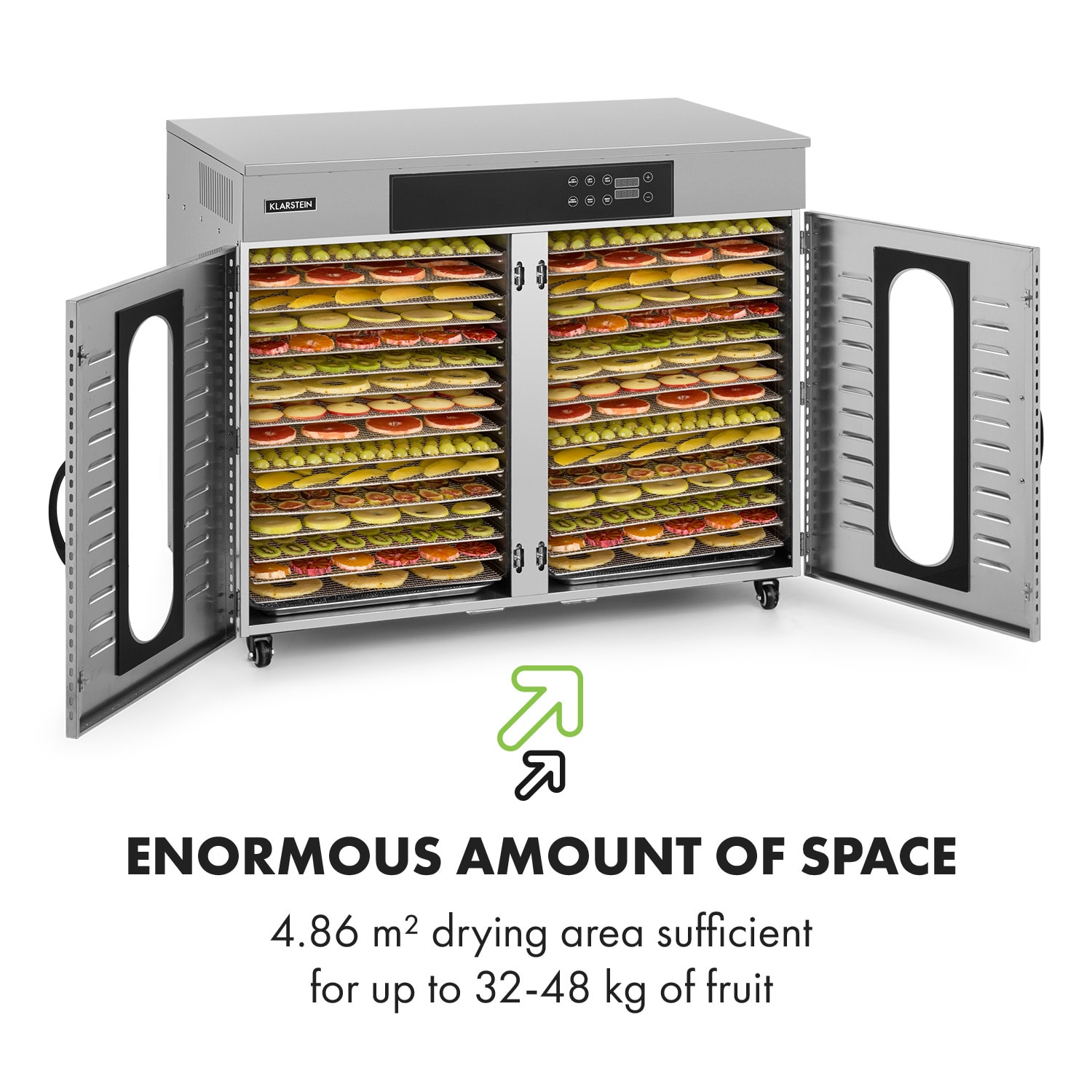 Master Jerky 500, sušička potravín, 3000 W, 40 – 90 °C, 24 hod. časovač, nehrdzavejúca oceľ, strieborný 32 roštov