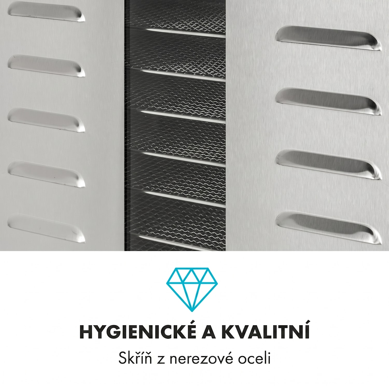 Master Jerky 550, sušička potravin, 2400 W, 30-90 °C, 24h časovač, nerezová ocel, stříbrná 36 pater