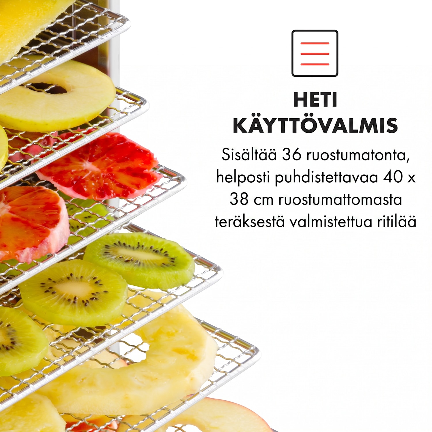 Master Jerky 550 kuivuri 2400 W 30-90 °C 24 h ajastin ruostumatonta terästä hopeanvärinen 36 hyllyä