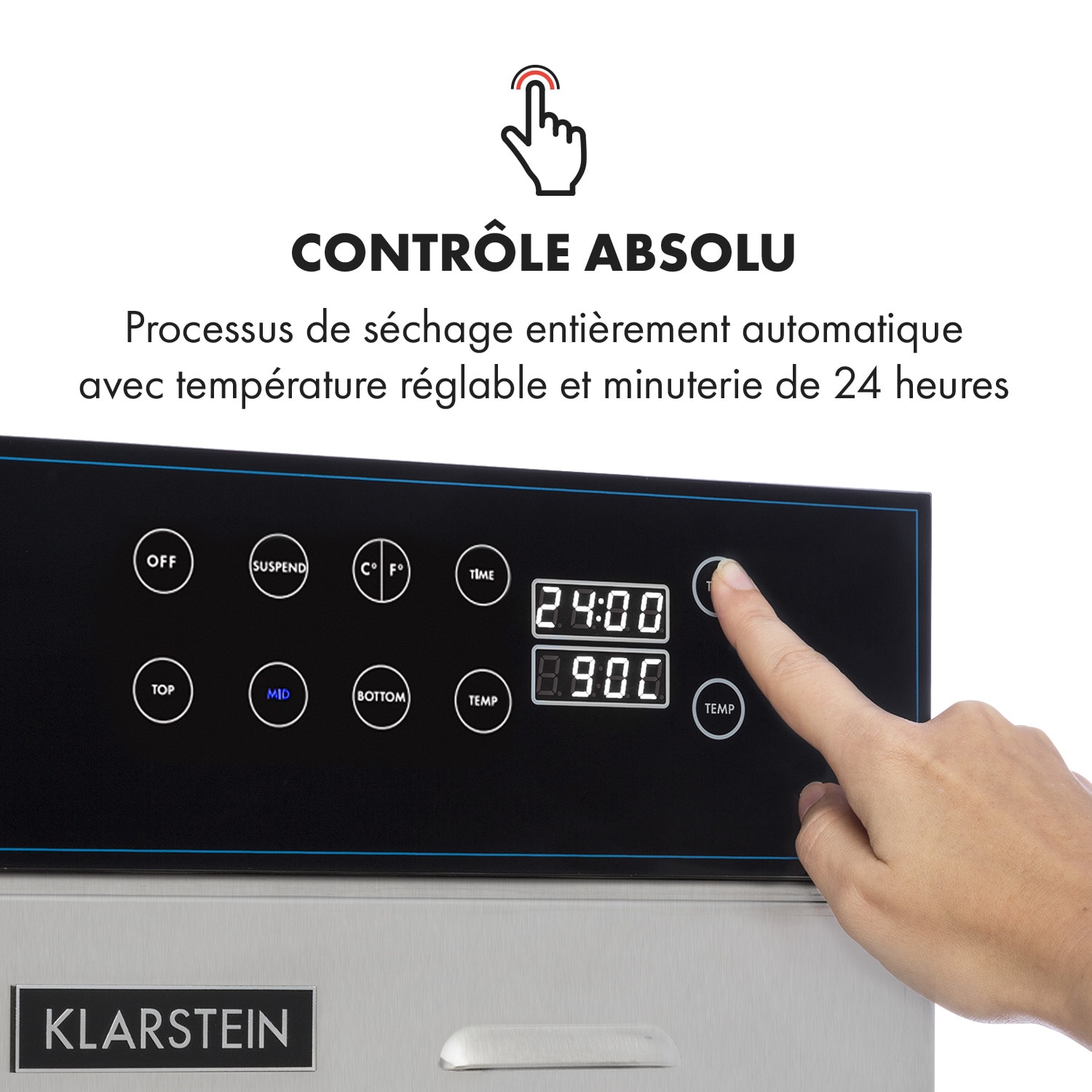 Master Jerky 550 voedseldroger 2400W 40-90 °C 24h-timer rvs zilver 36 etages