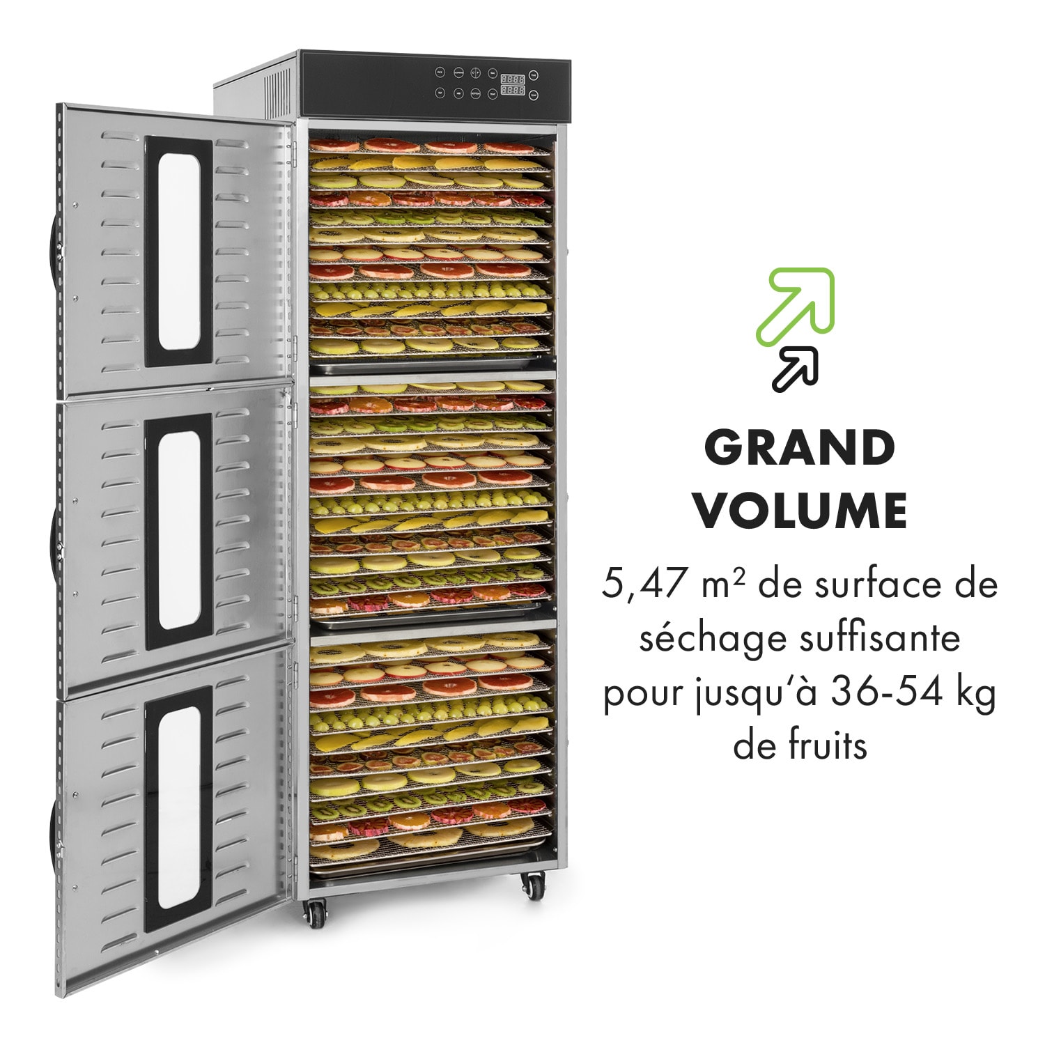 Master Jerky 550 voedseldroger 2400W 40-90 °C 24h-timer rvs zilver 36 etages