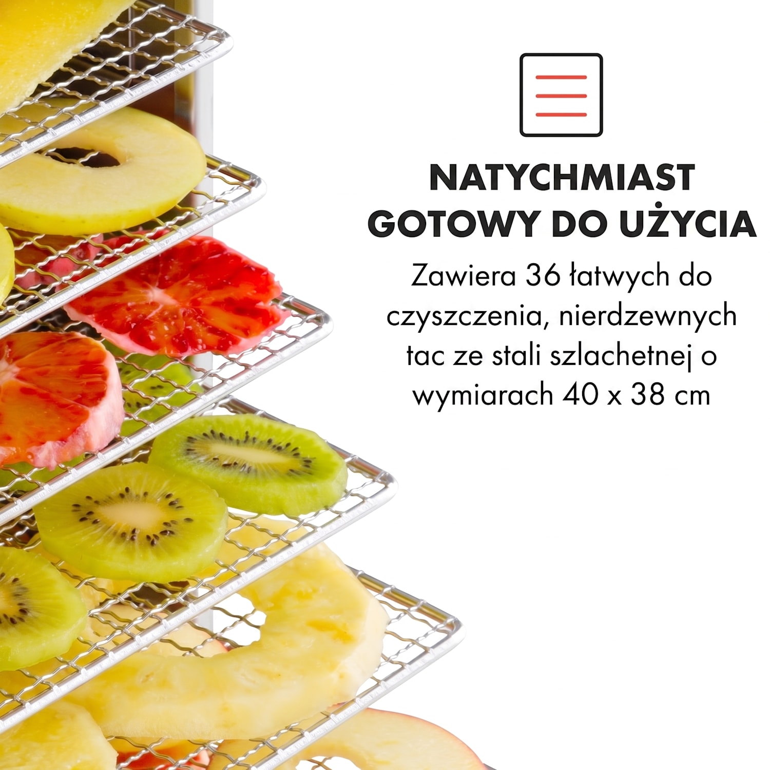 Master Jerky 550, suszarka do żywności, 2400 W, 30–90°C, timer 24-godzinny, stal nierdzewna, kolor srebrny 36 pięter
