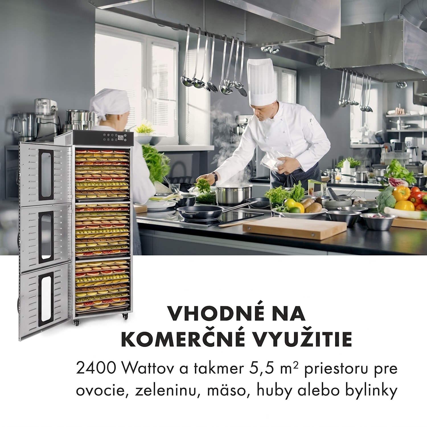 Master Jerky 550, sušička potravín, 2400 W, 30 – 90 °C, 24 hod. časovač, nehrdzavejúca oceľ, strieborný 36 poschodí