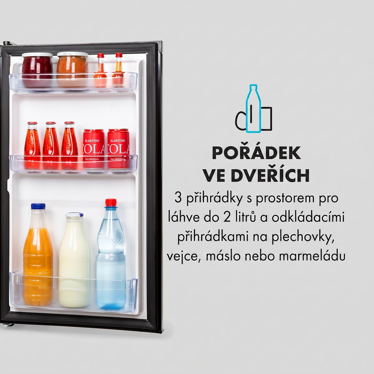 Cool Cousin, lednice, mrazící prostor, 70 l/11 l, 40 dB, energetická třída E, černá Černá