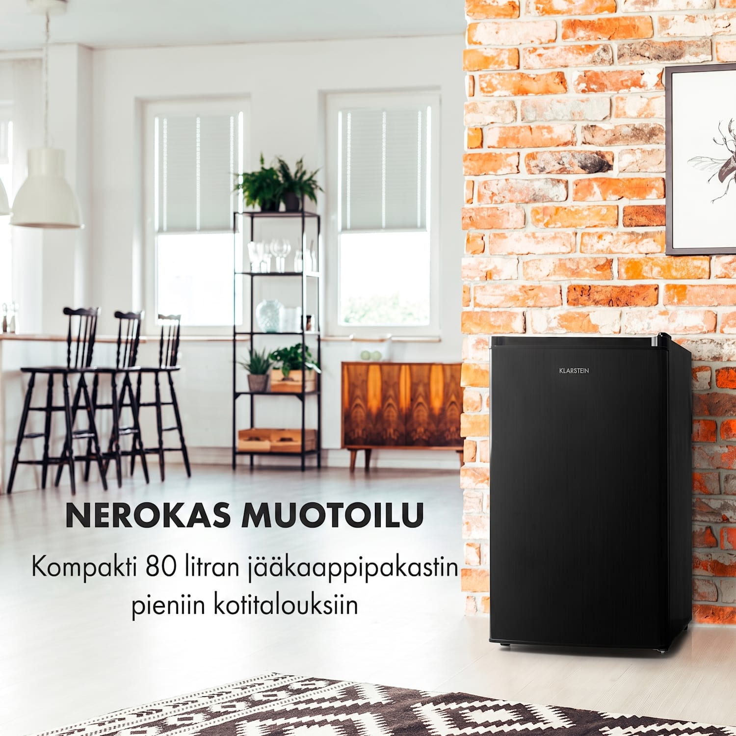Cool Cousin -jääkaappipakastin 70/11 litraa 40 dB Musta