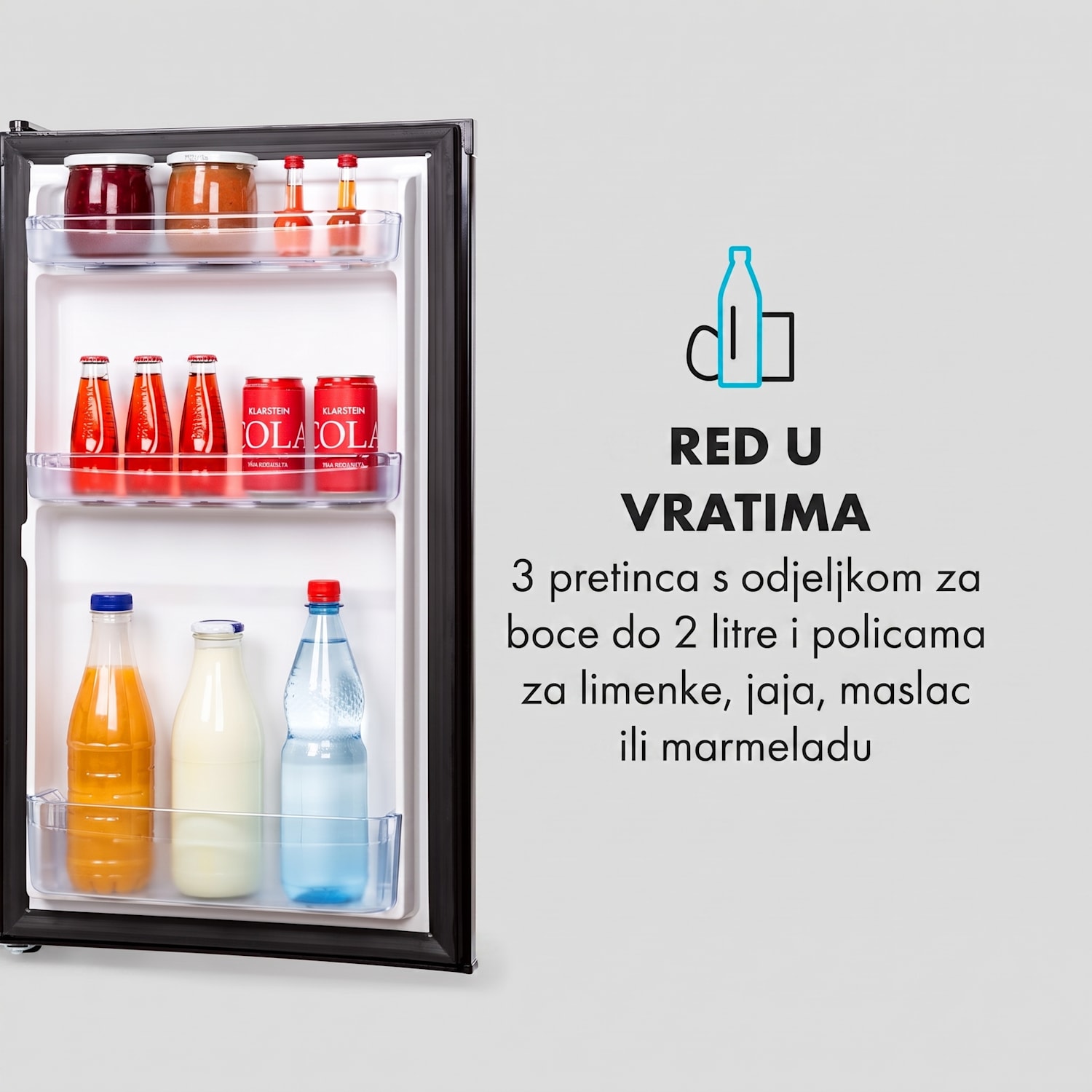 Cool Cousin, hladnjak sa zamrzivačem, 70/11 litara, 40 dB, E, crni Crna