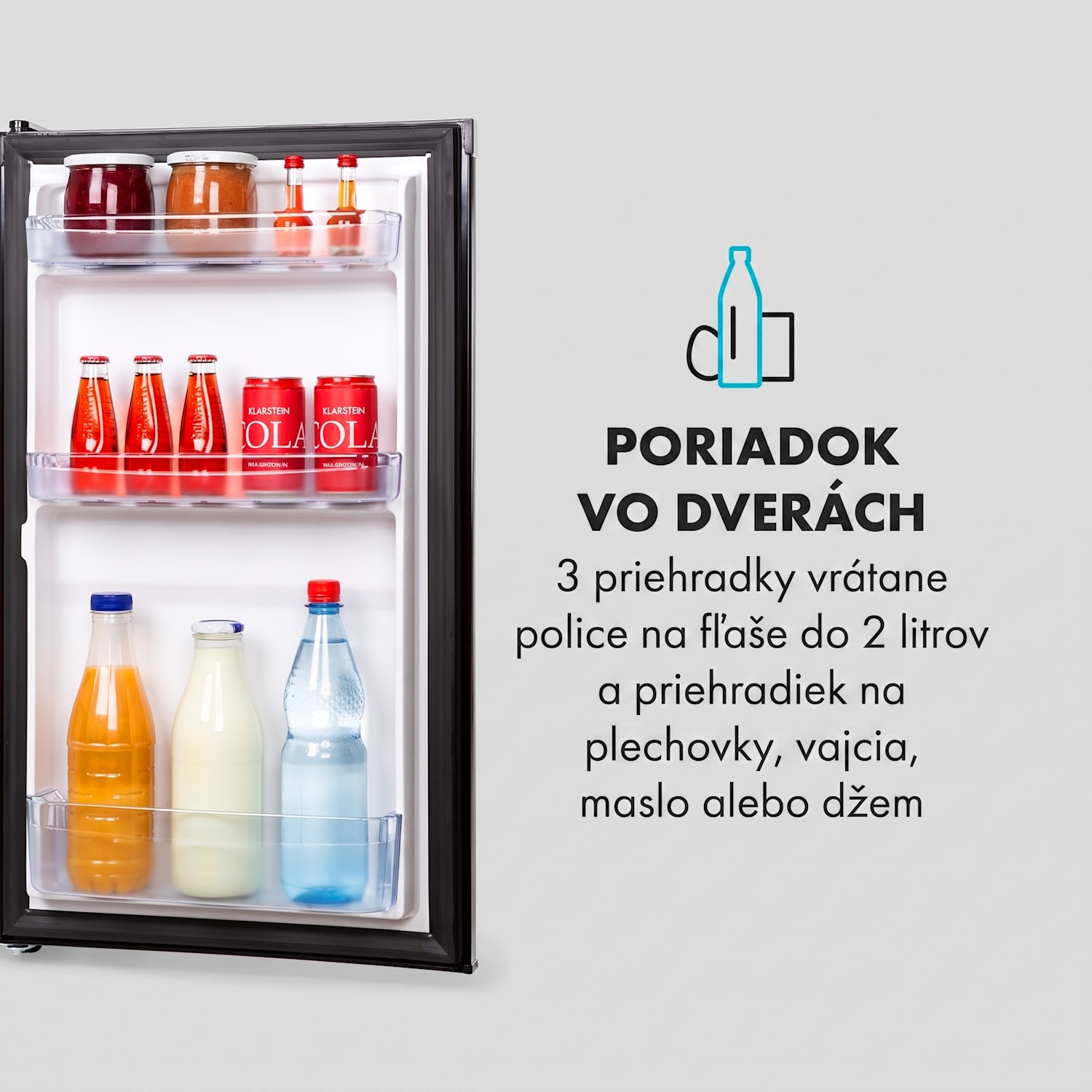 Cool Cousin, chladnička s mrazničkou, 70/11 l, 40 dB, energet. trieda E, čierna Čierna