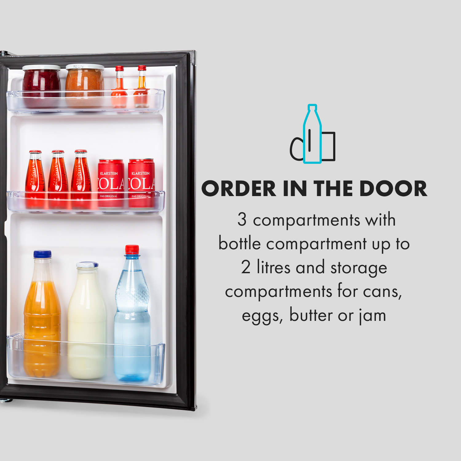 Cool Cousin, frigider cu congelator, 70/11 litri, 40 dB, E, negru Negru