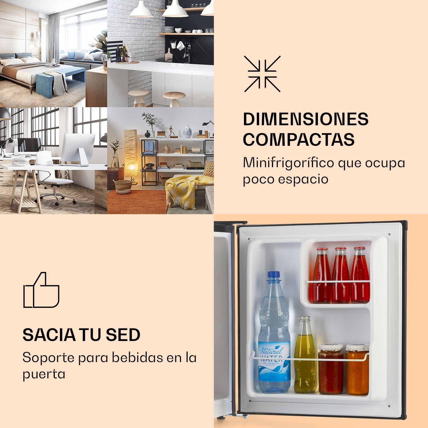Scooby Minifrigorífico 40 litros compresor 39 dB compacto Negro