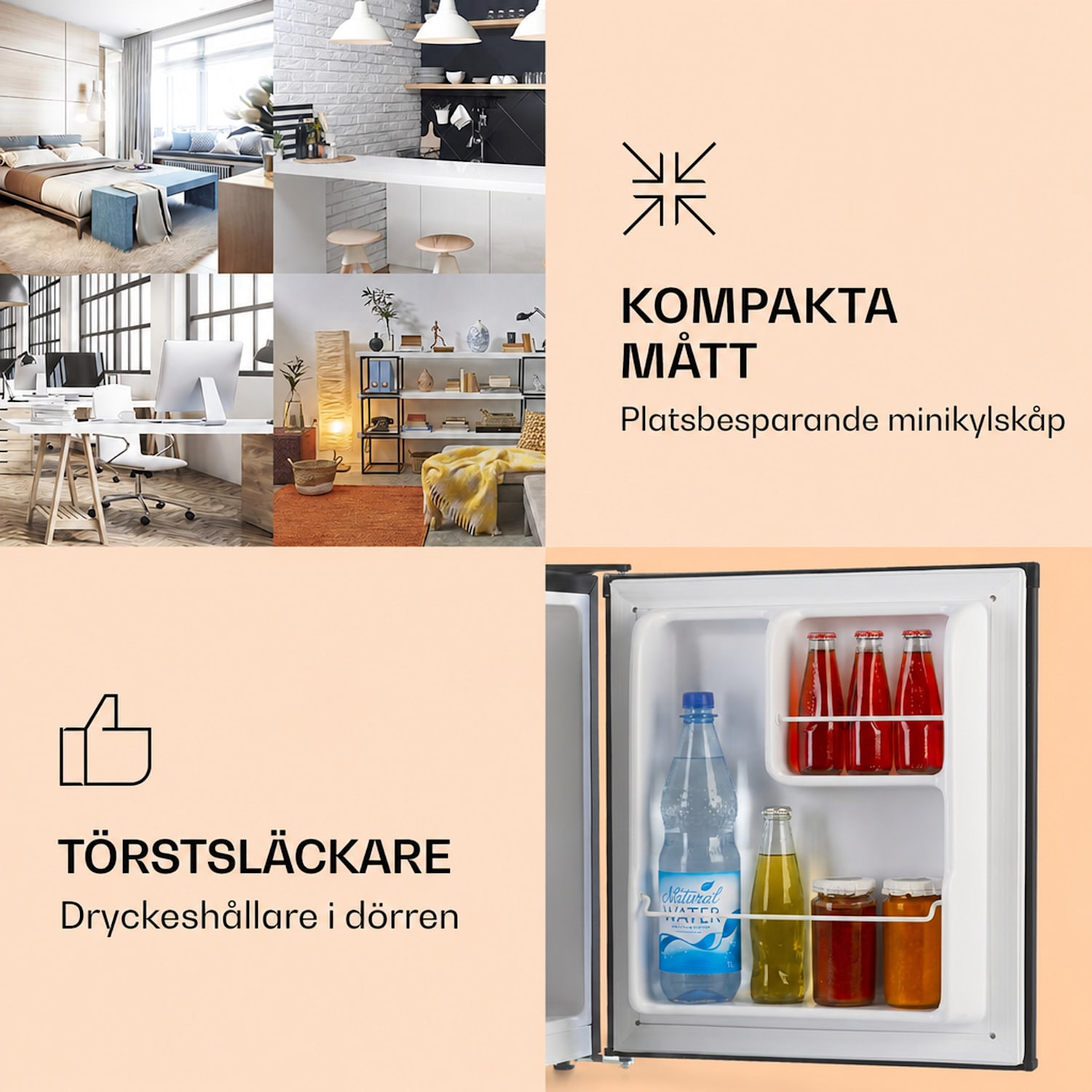 Scooby Minikylskåp 40 liter kompressor 39 dB kompakt Svart