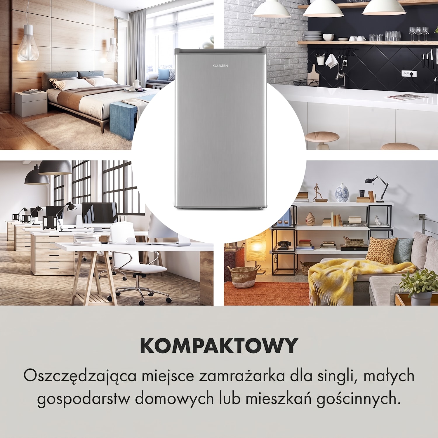 Garfield Eco L, zamrażarka, 64 l, 3 szuflady, szara 