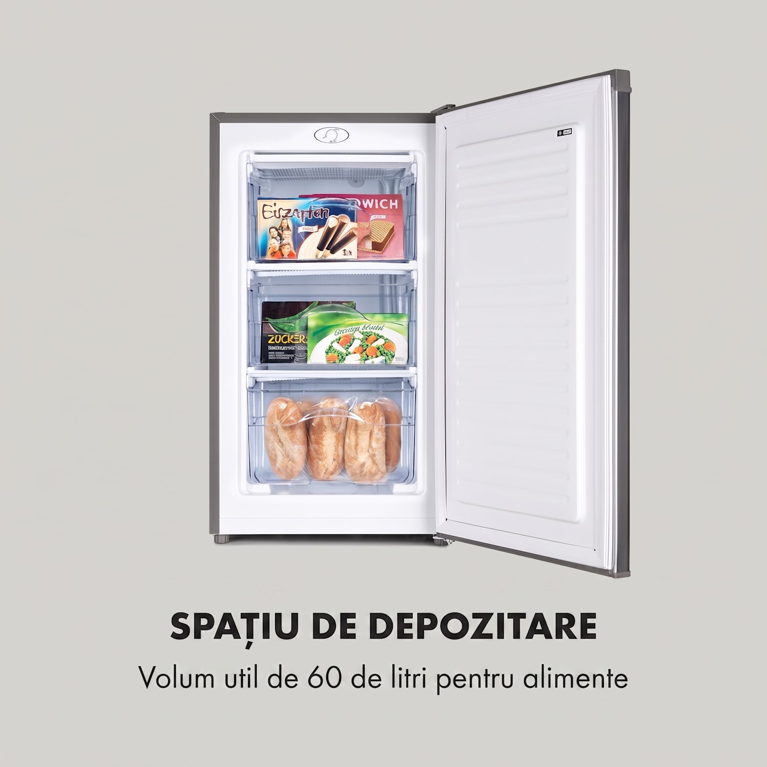 Garfield Eco L, congelator, 64l, 3 sertare, gri 