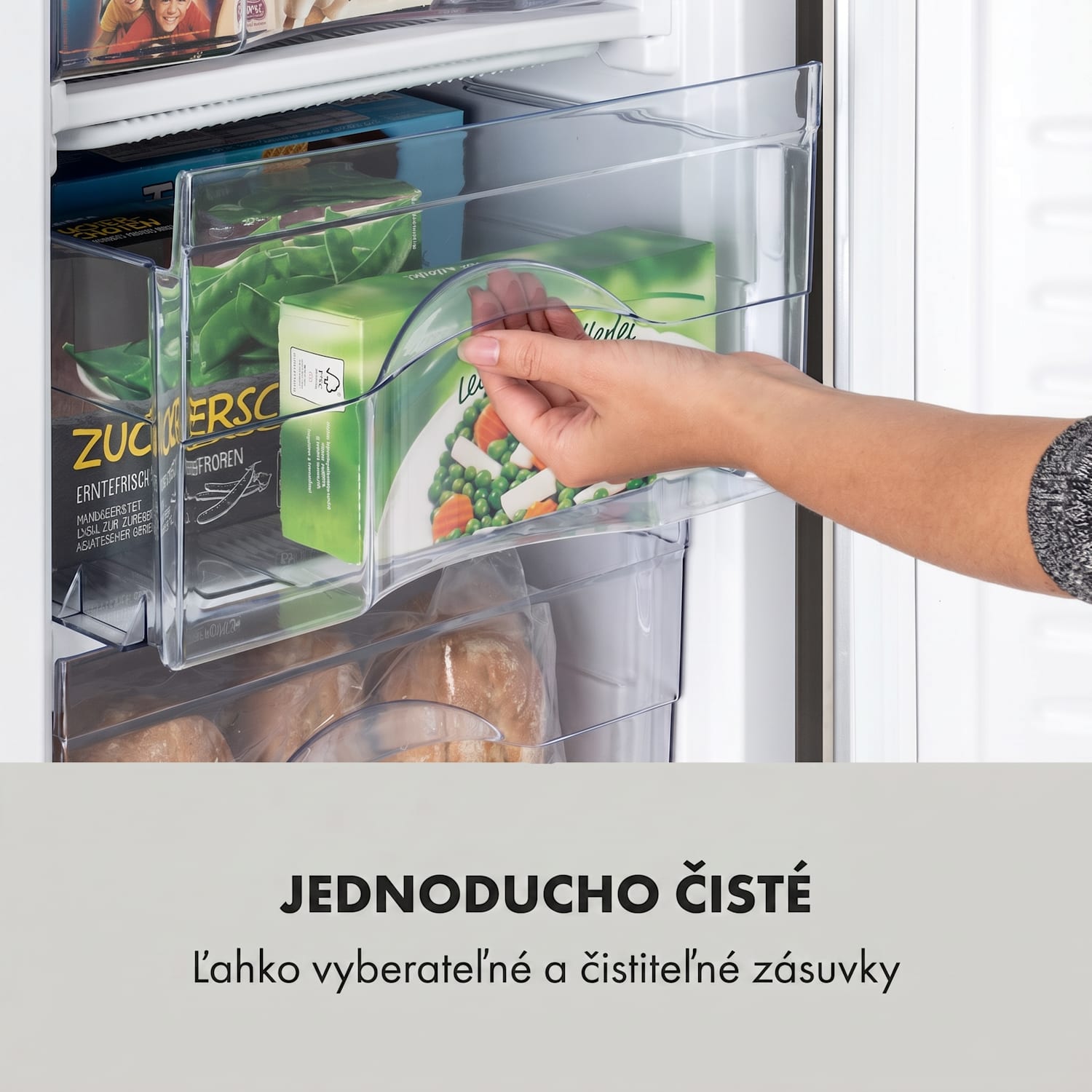 Garfield Eco L, mraznička, 64 l, 3 zásuvky, sivá 