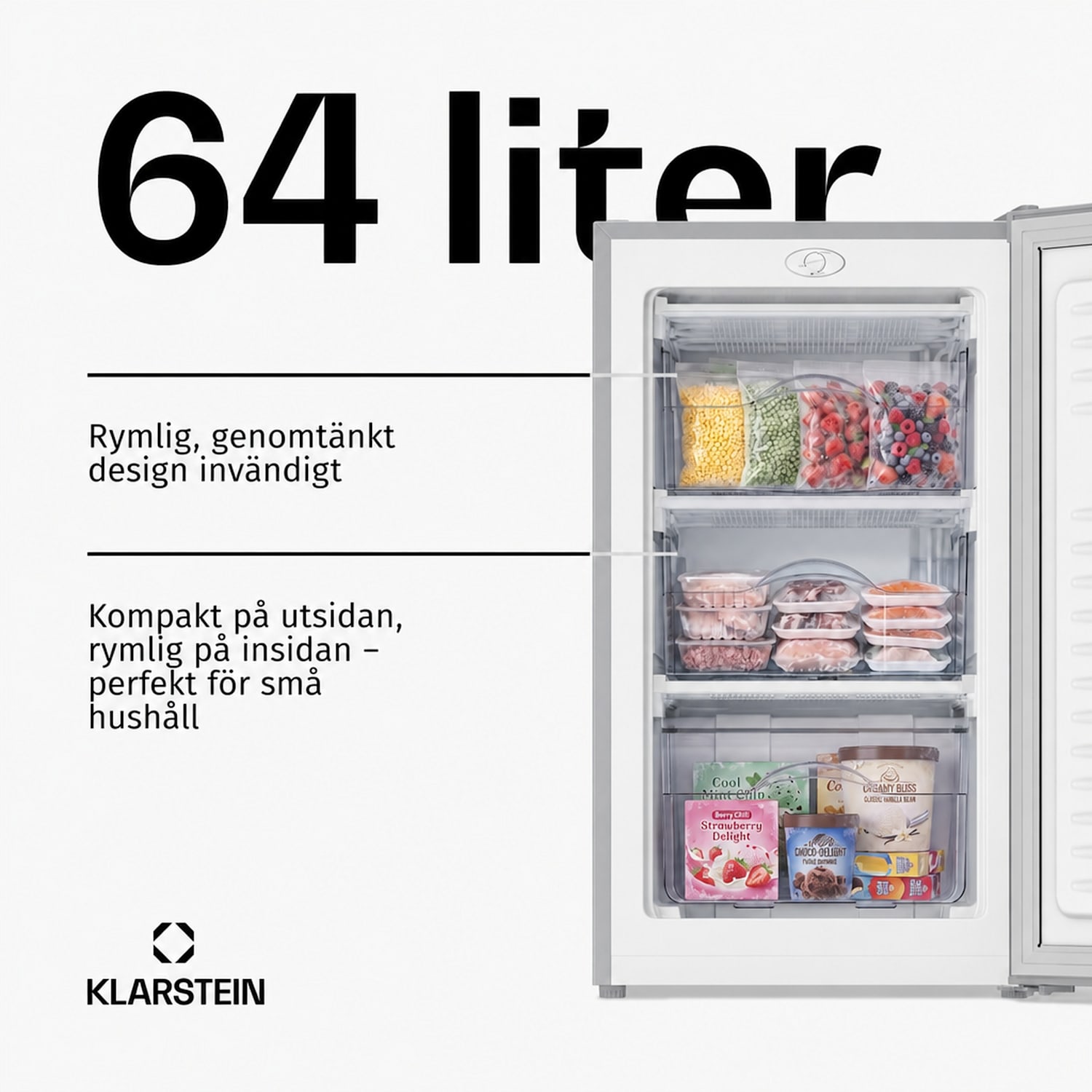 Garfield Eco L frysskåp 64 liter 80 W 40 dB 3 lådor 