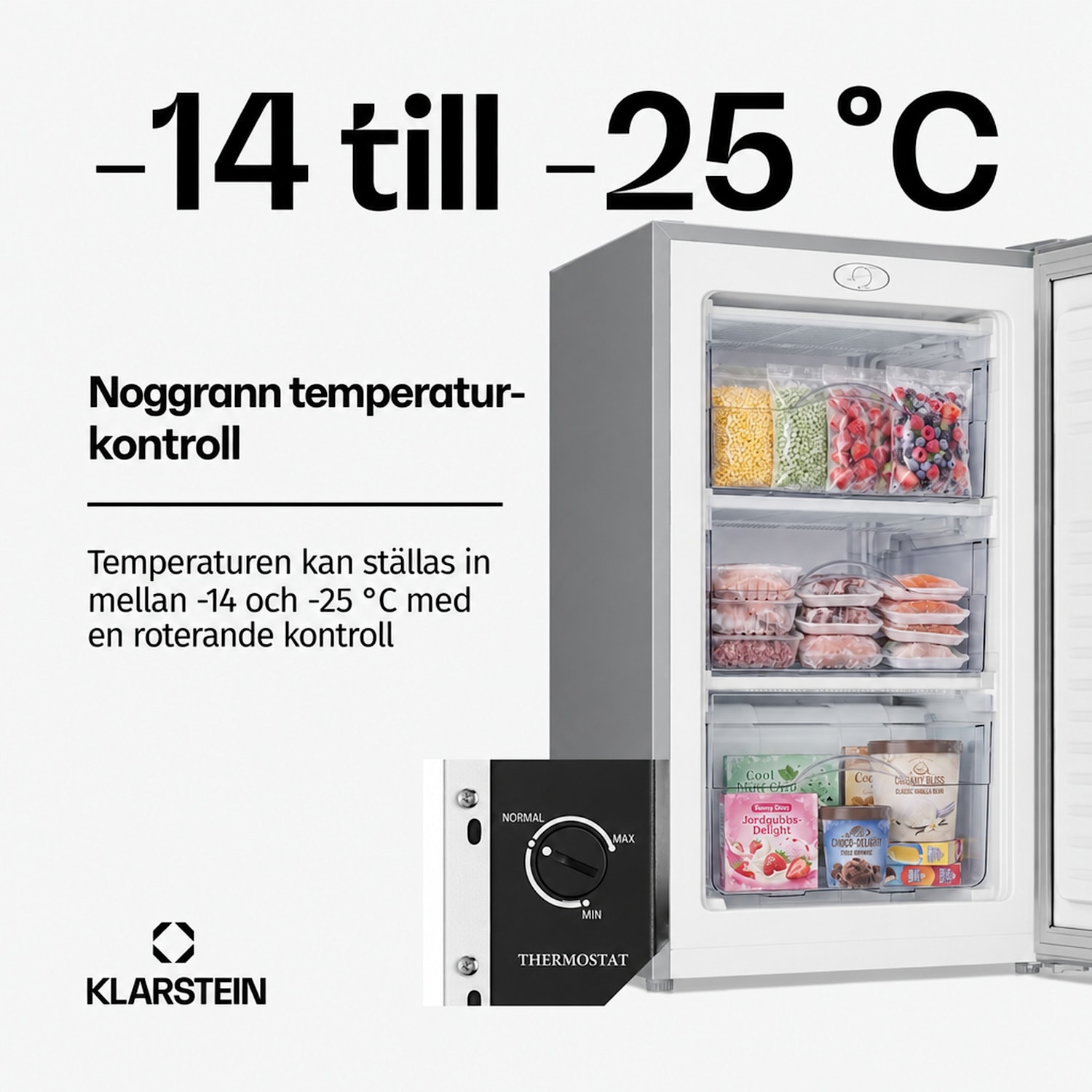Garfield Eco L frysskåp 64 liter 80 W 40 dB 3 lådor 