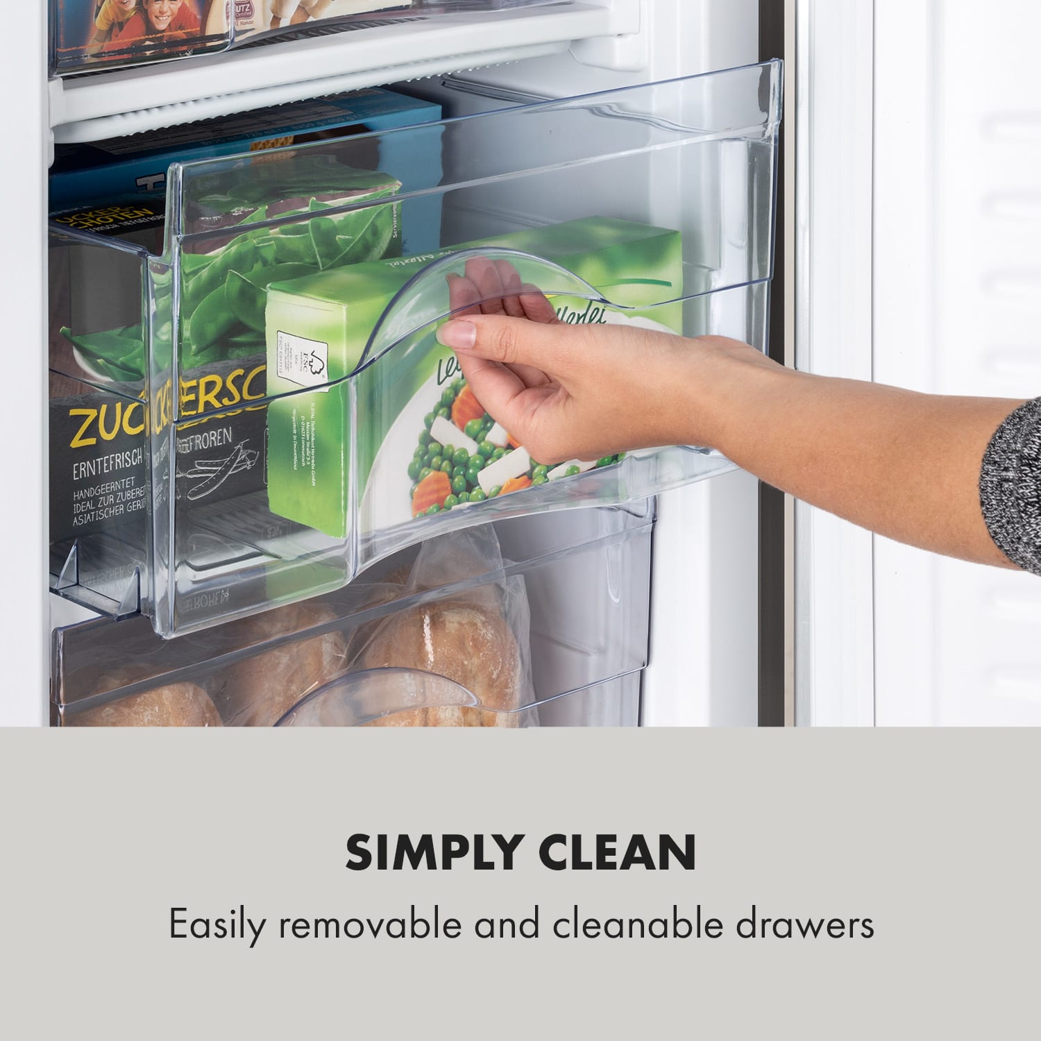 Garfield Eco L, zamrażarka, 64 l, 3 szuflady, szara 