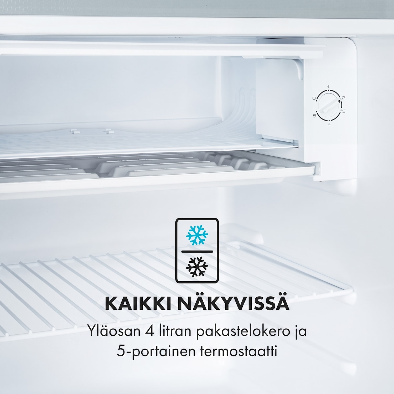 Delaware-jääkaappi 75 litraa 4 litran pakastelokero kompressori Hopea Metallinen