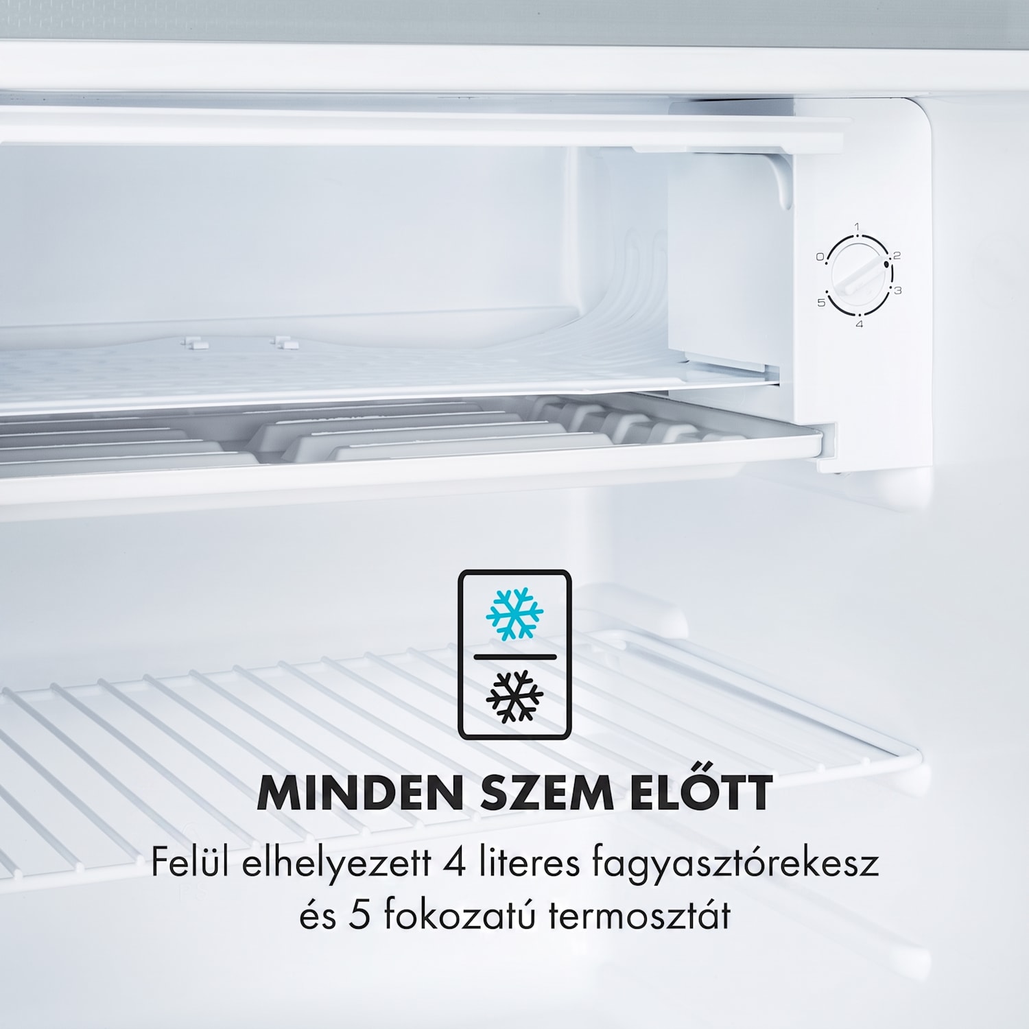 Delaware, hűtőszekrény, 75 liter, 4 liter fagyasztó, E energiahatékonysági osztály, kompresszió hűtés Ezüst metál