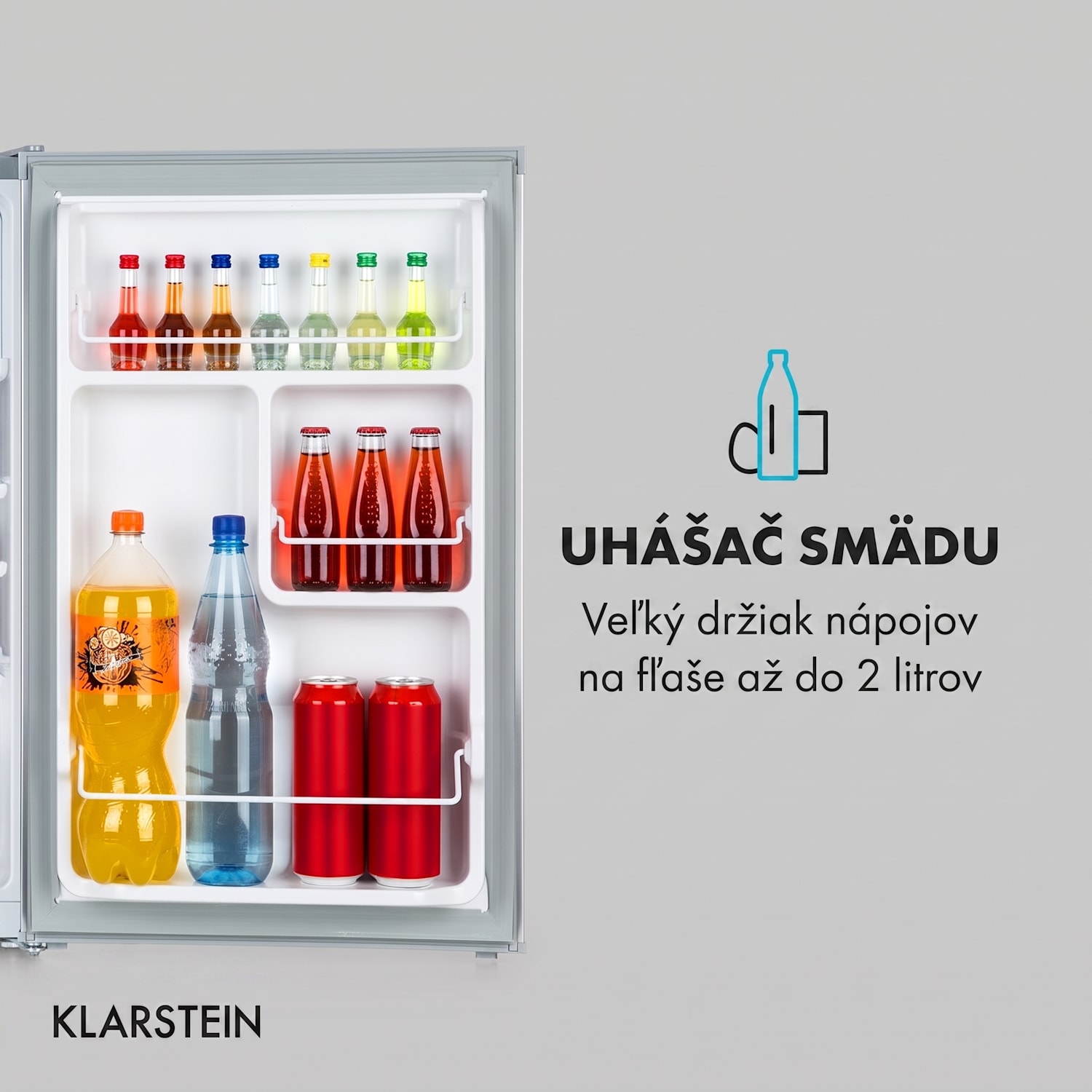 Delaware, chladnička, 75 l, mraziaci priečinok 4 l, energet. trieda E, kompresné chladenie Strieborná metalíza