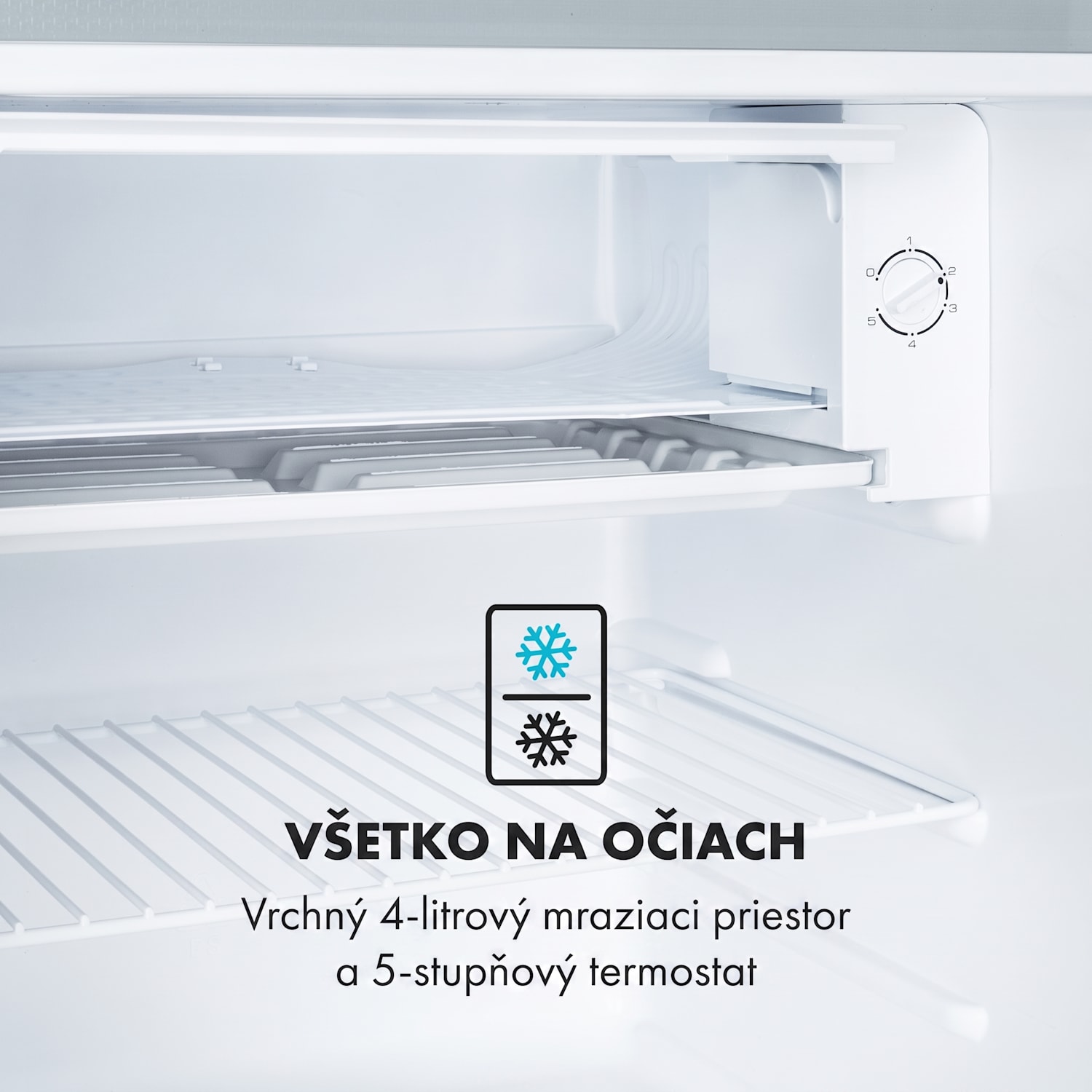 Delaware, chladnička, 75 l, mraziaci priečinok 4 l, energet. trieda E, kompresné chladenie Strieborná metalíza