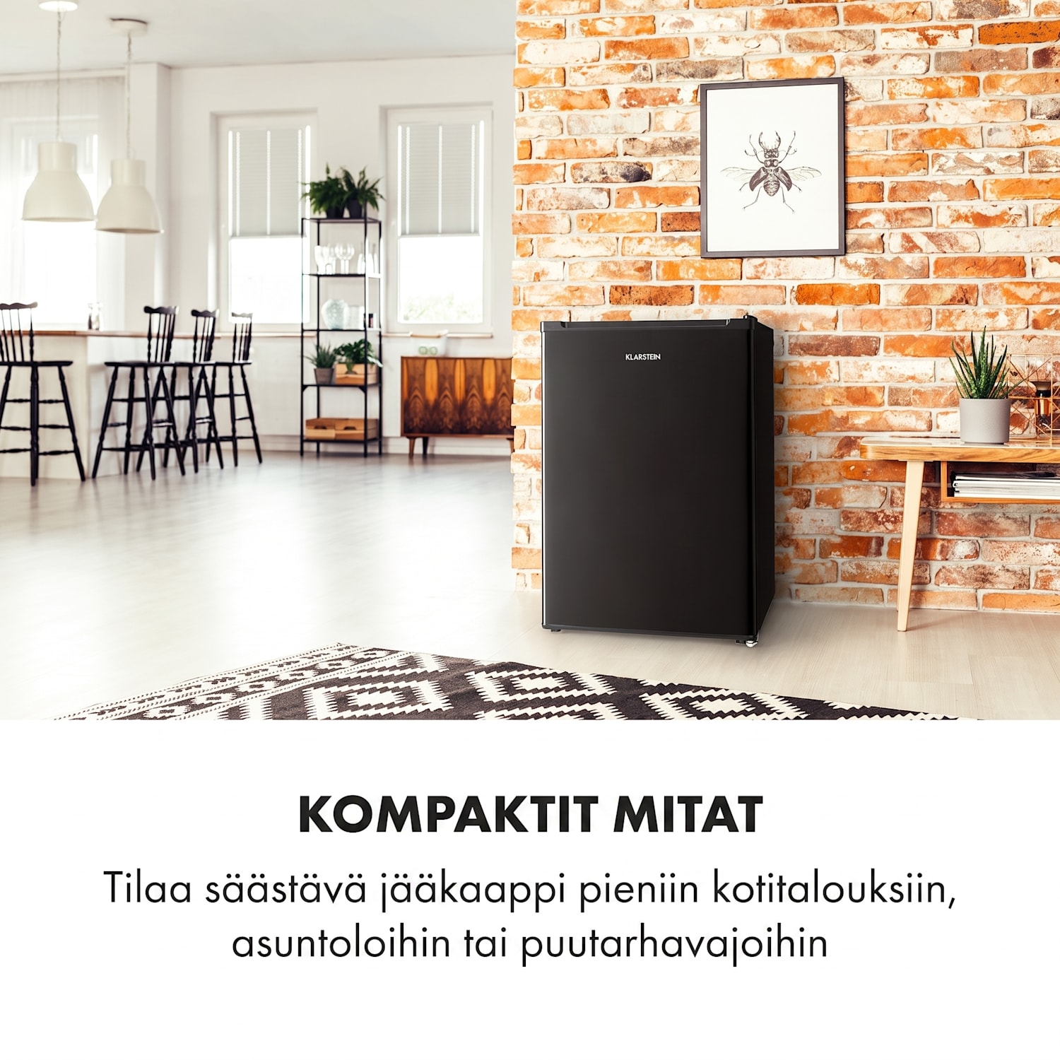 Delaware-jääkaappi 75 litraa 4 litran pakastelokero kompressori Musta