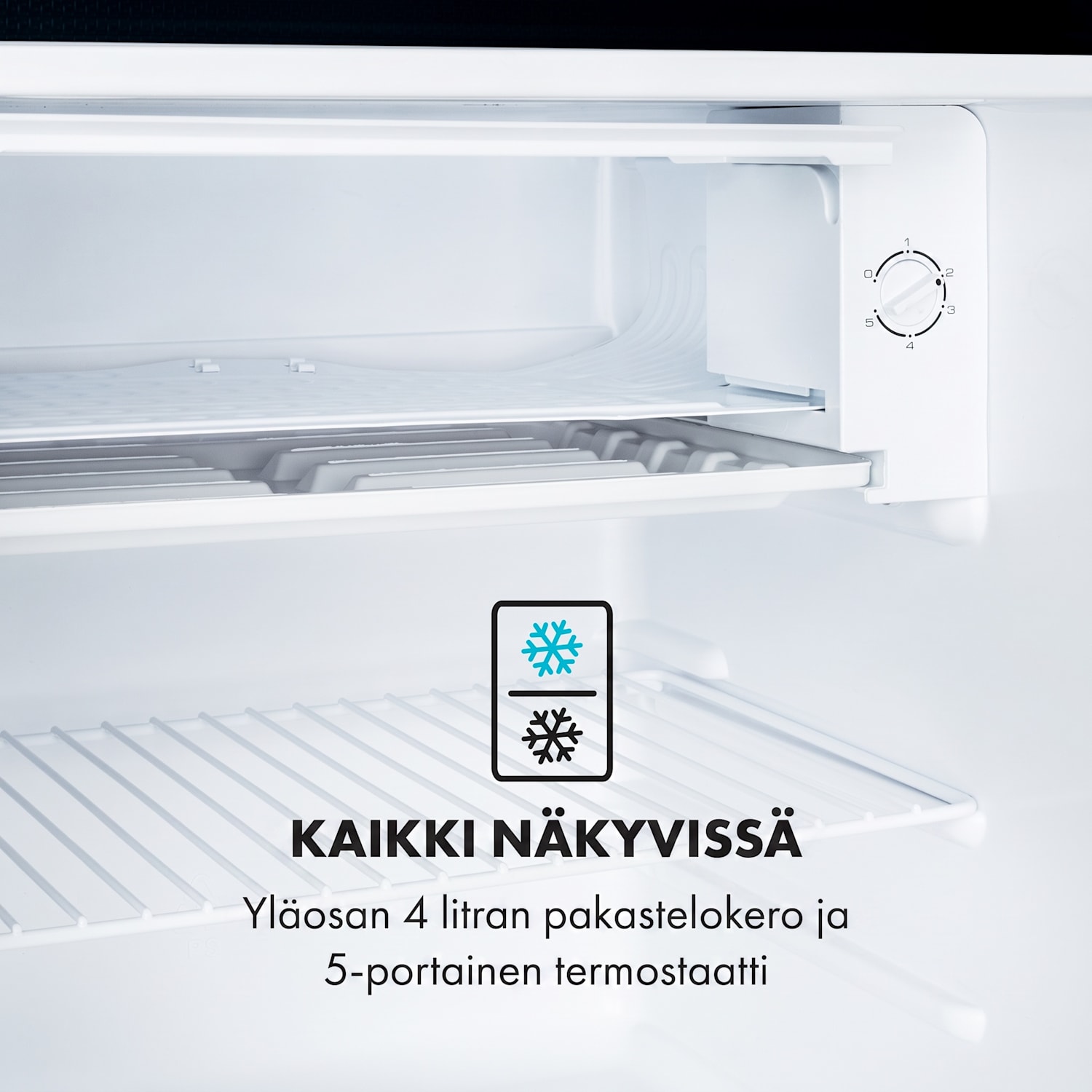 Delaware-jääkaappi 75 litraa 4 litran pakastelokero kompressori Musta