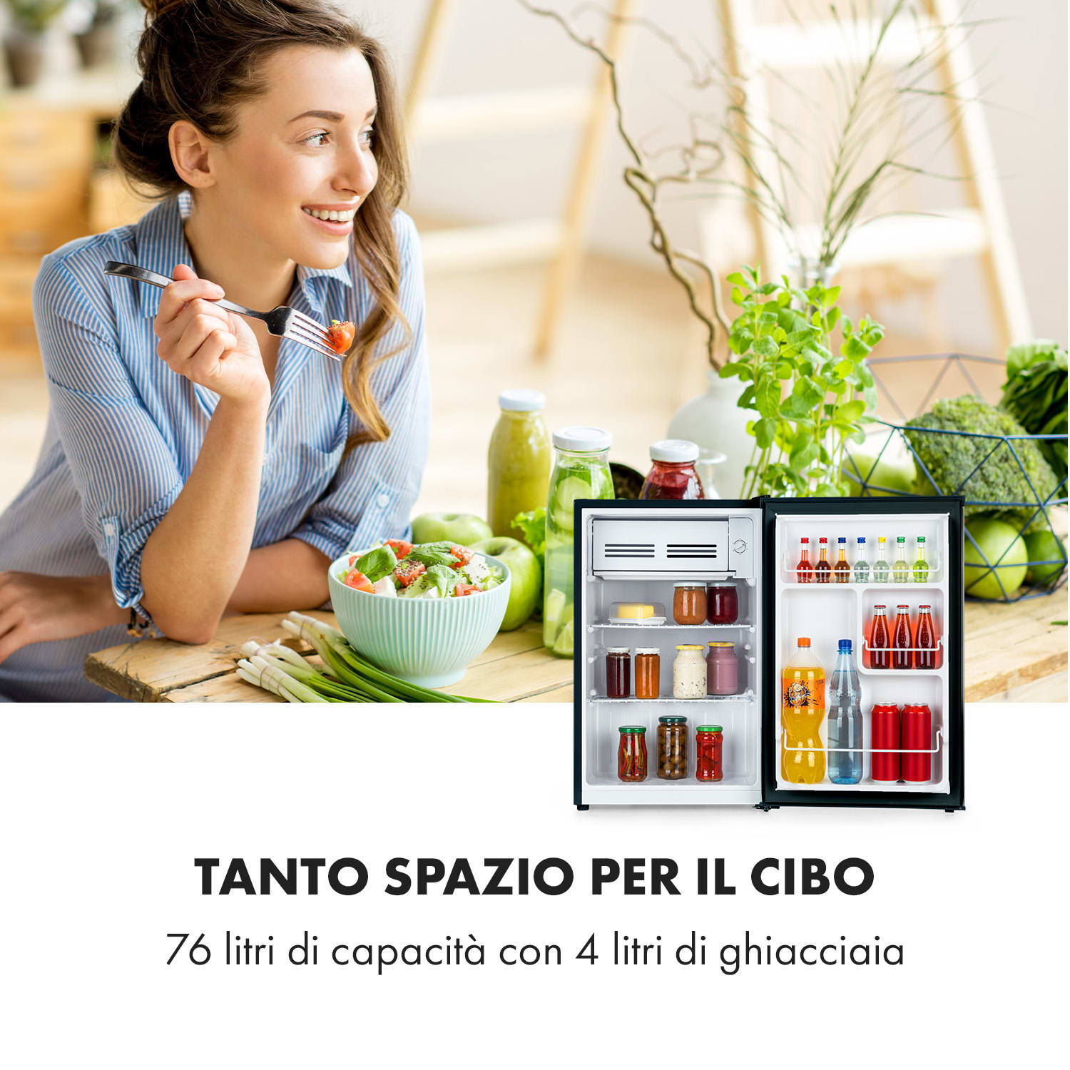 Frigorifero Delaware 75 litri Vano congelato da 4 litri Compressione Nero