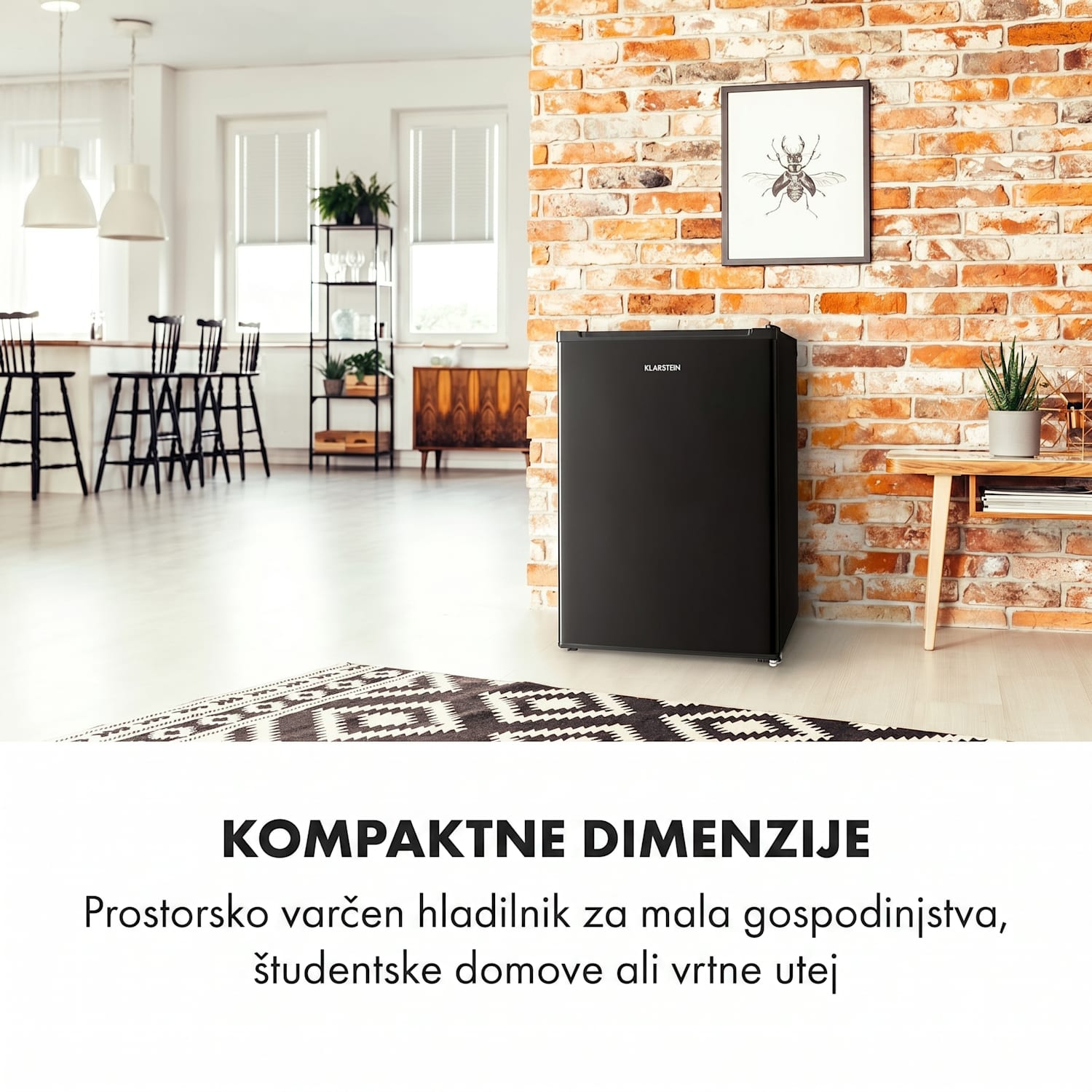 Delaware, hladilnik, 75 litrov, zamrzovalnik, 4 litre, kompresorsko hlajenje Črna