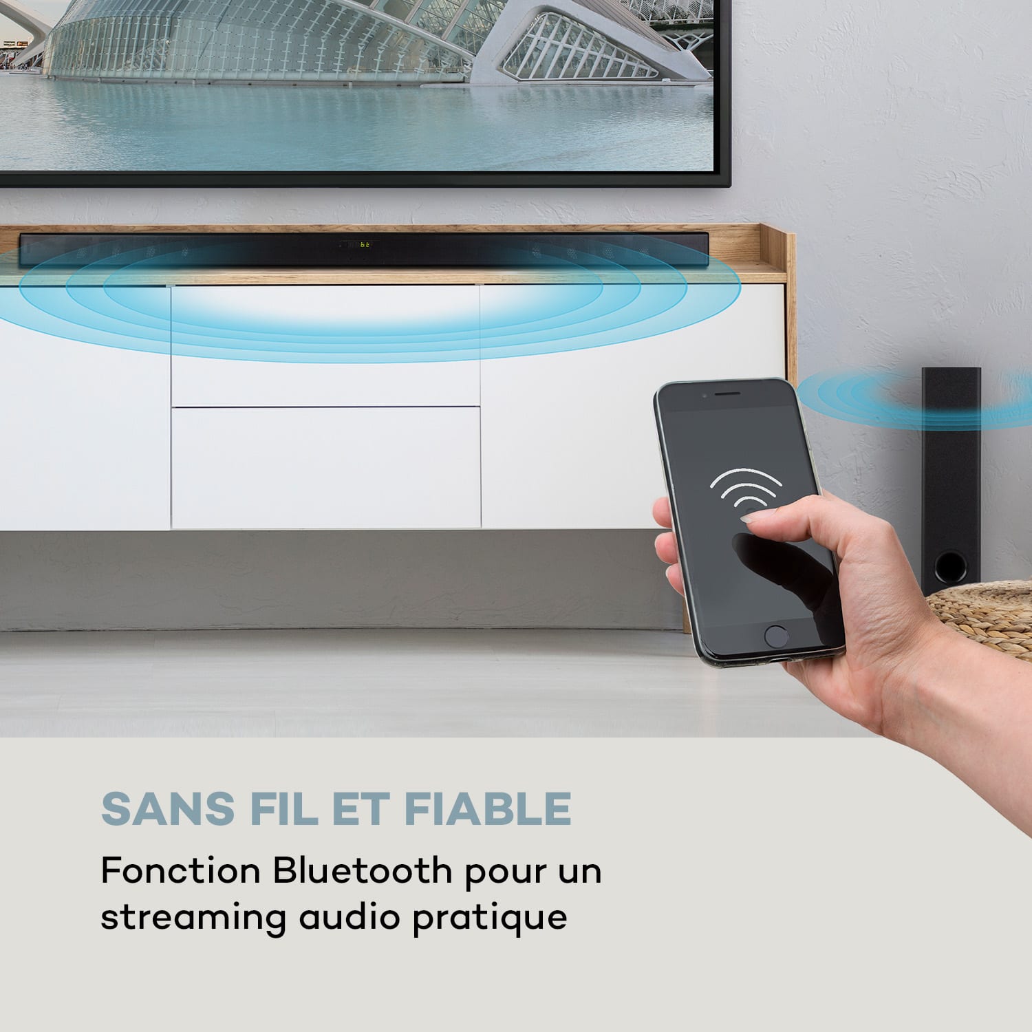 Areal Bar 750 Barre de son Bluetooth USB système 2.1 120W RMS - Noir 