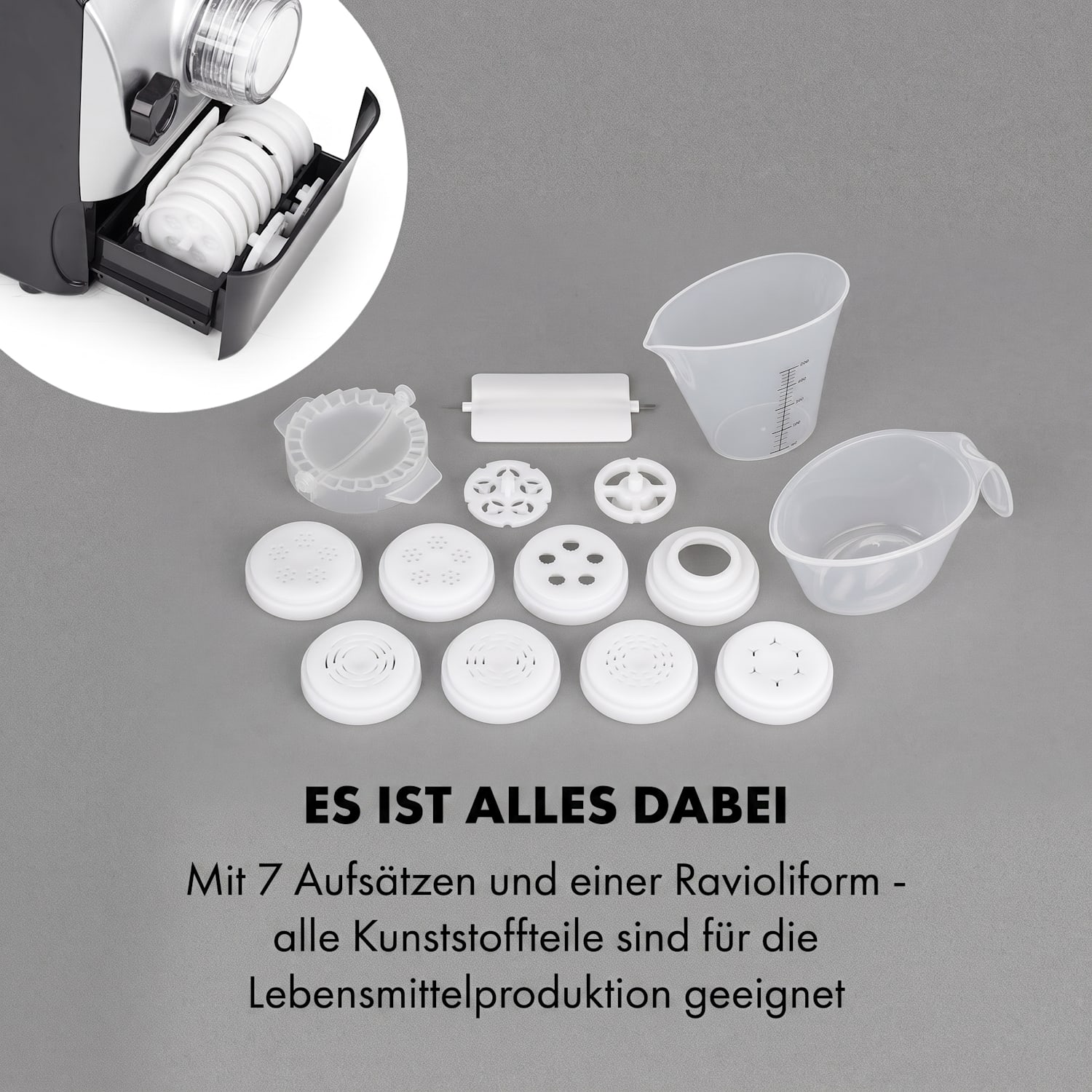 Pastamania Nudelmaschine 260W 7 Aufsätze 500 g 60 dB LED Schwarz