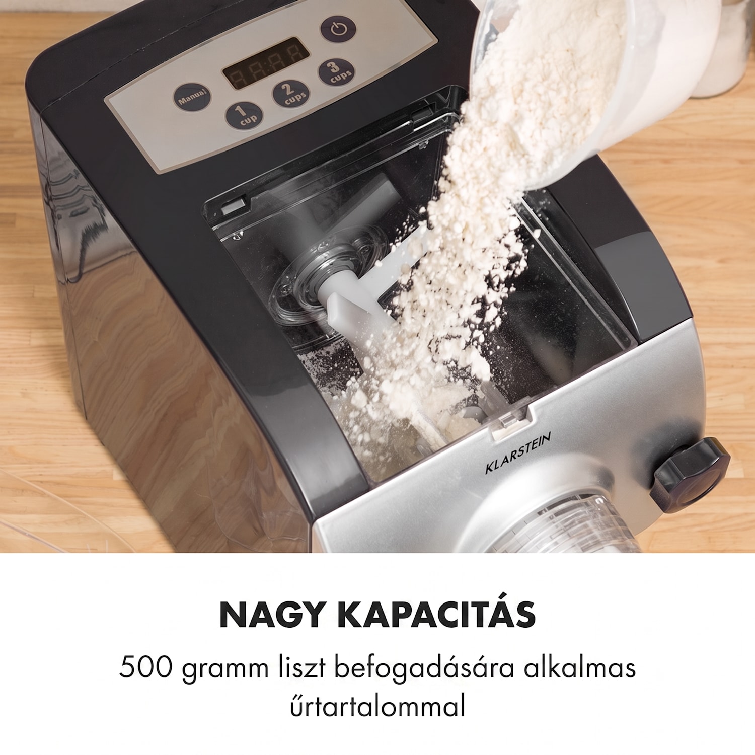 Pastamania, tésztakészítő gép, 260 W, 7 kiegészítő, 500 g, 60 dB, LED Fekete