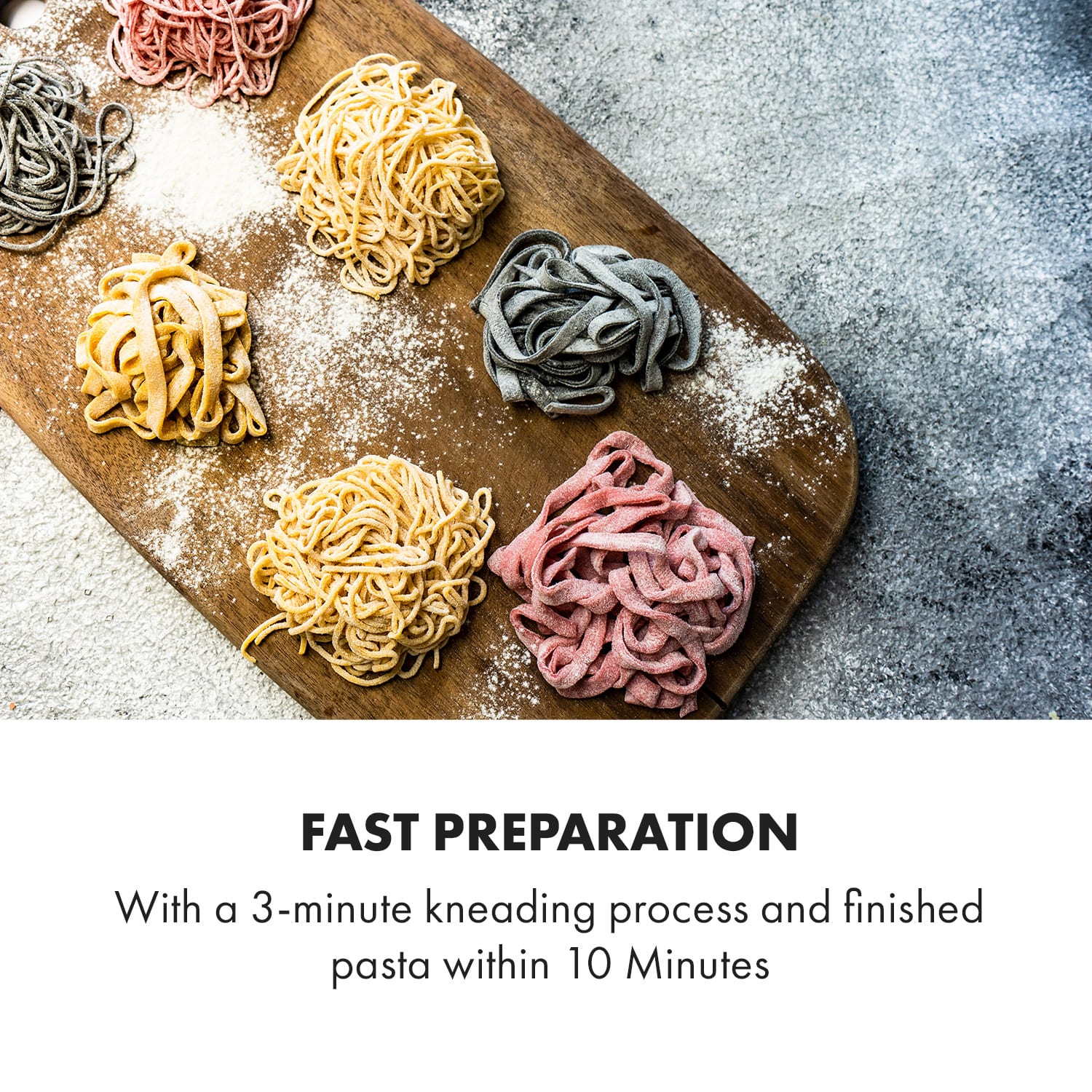 Pastamania, уред за правене на макарони, 260 W, 7 приставки, 500 g, 60 dB, LED Черно