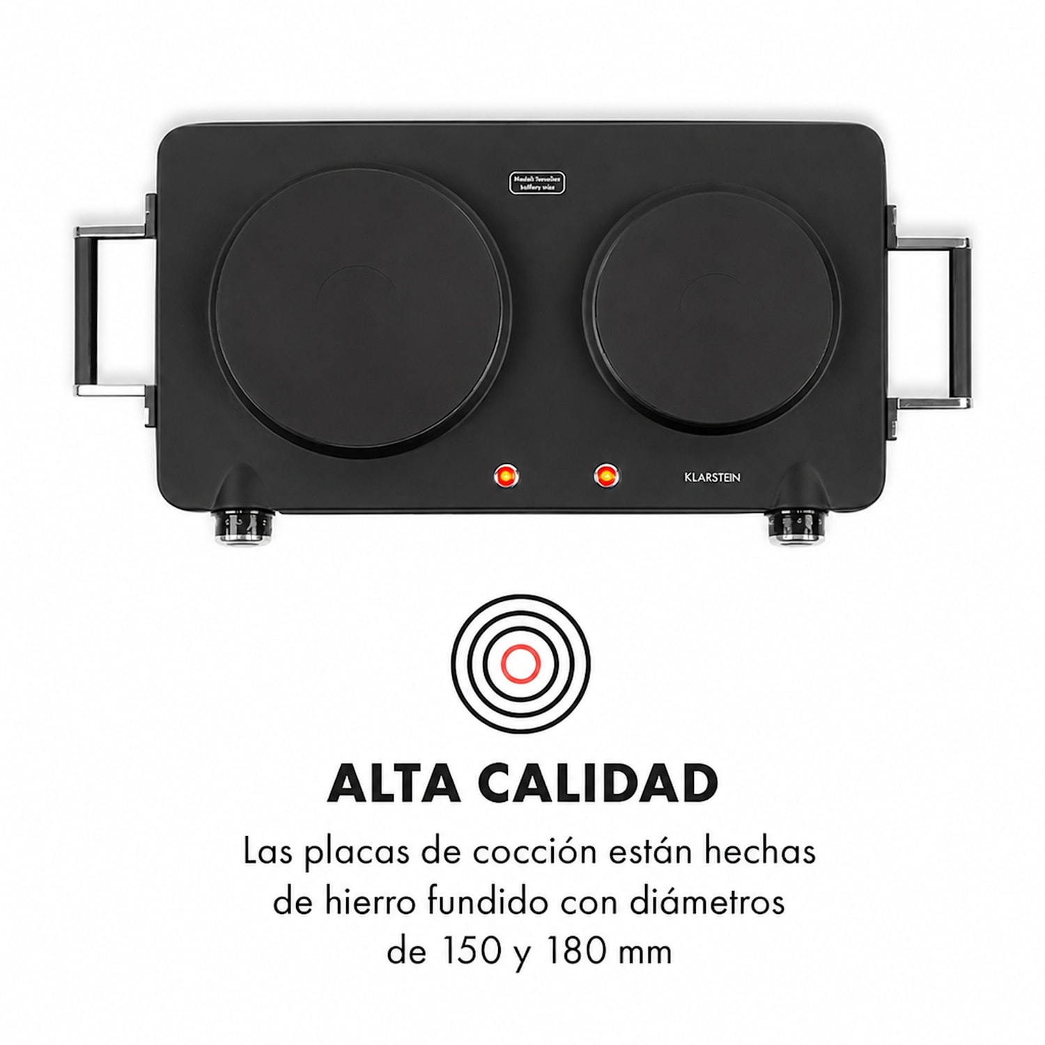 Cookorama Placa de cocción doble de 1900-2250 W 150/180 mm Ø 5 potencias Negra Negro