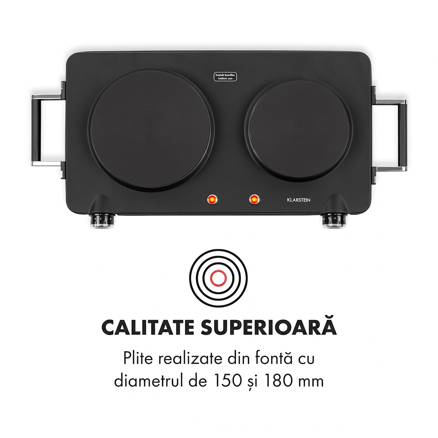 Cookorama, plită electrică dublă, 1900 – 2250 W, 150/180 mm Ø, 5 nivele, neagră Negru