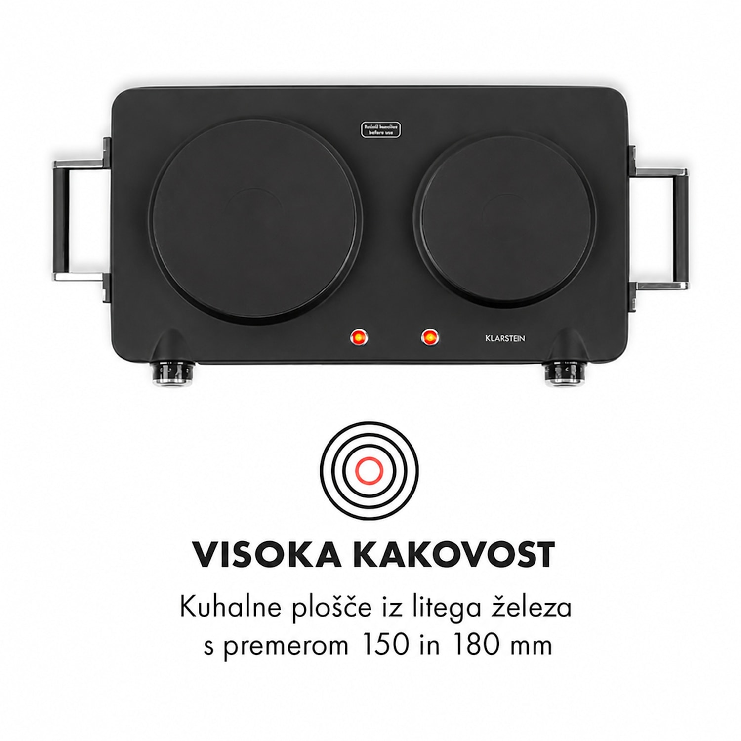 Cookorama, dvojna kuhalna plošča, 1900 – 2250 W, 150/180 mm Ø, 5 ravni, črna barva Črna