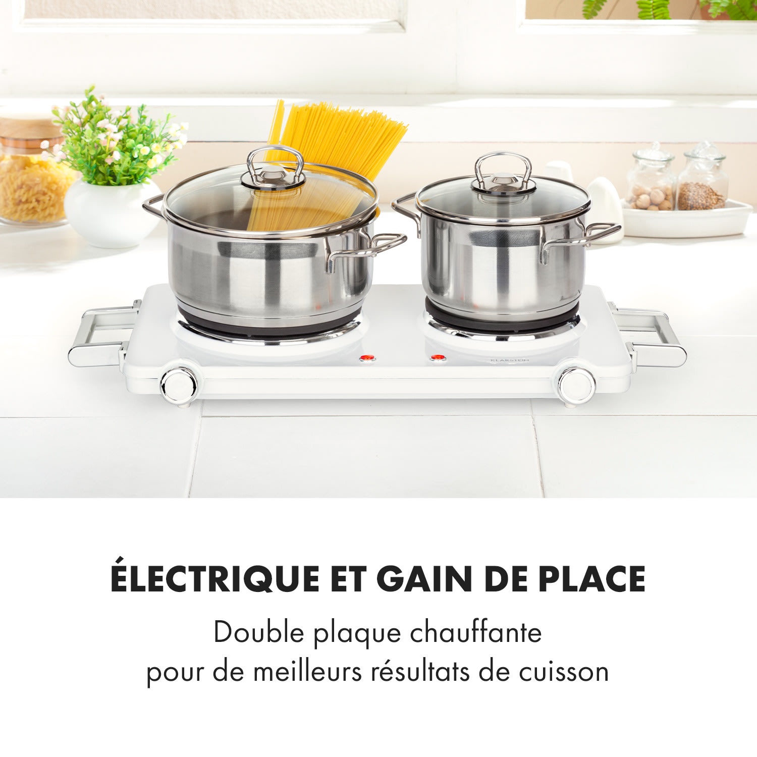 Cookorama Double plaque de cuisson 1900-2250W 5 niveaux - Blanc Blanc