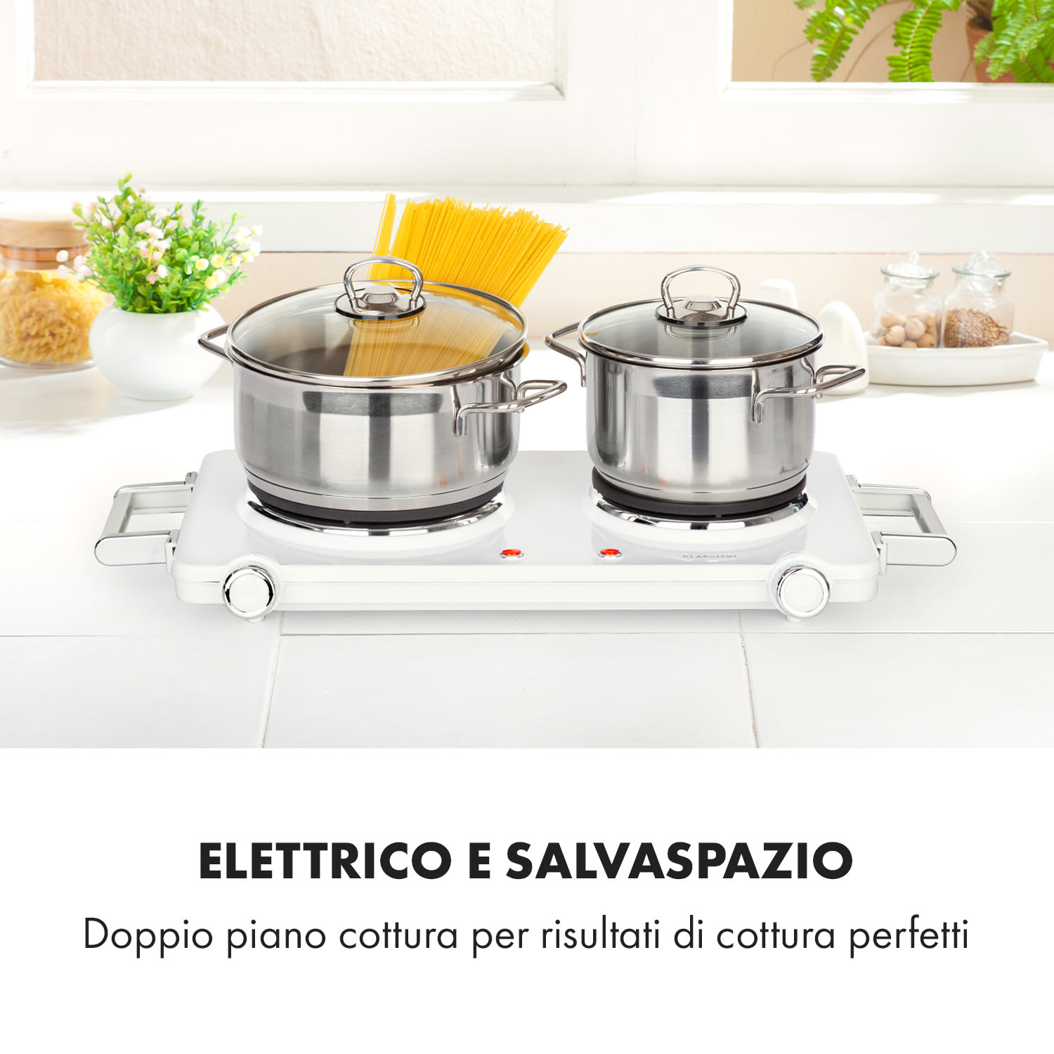 Cookorama piano cottura doppio 1900-2250 W 150/180 mm Ø 5 livelli bianco Bianco