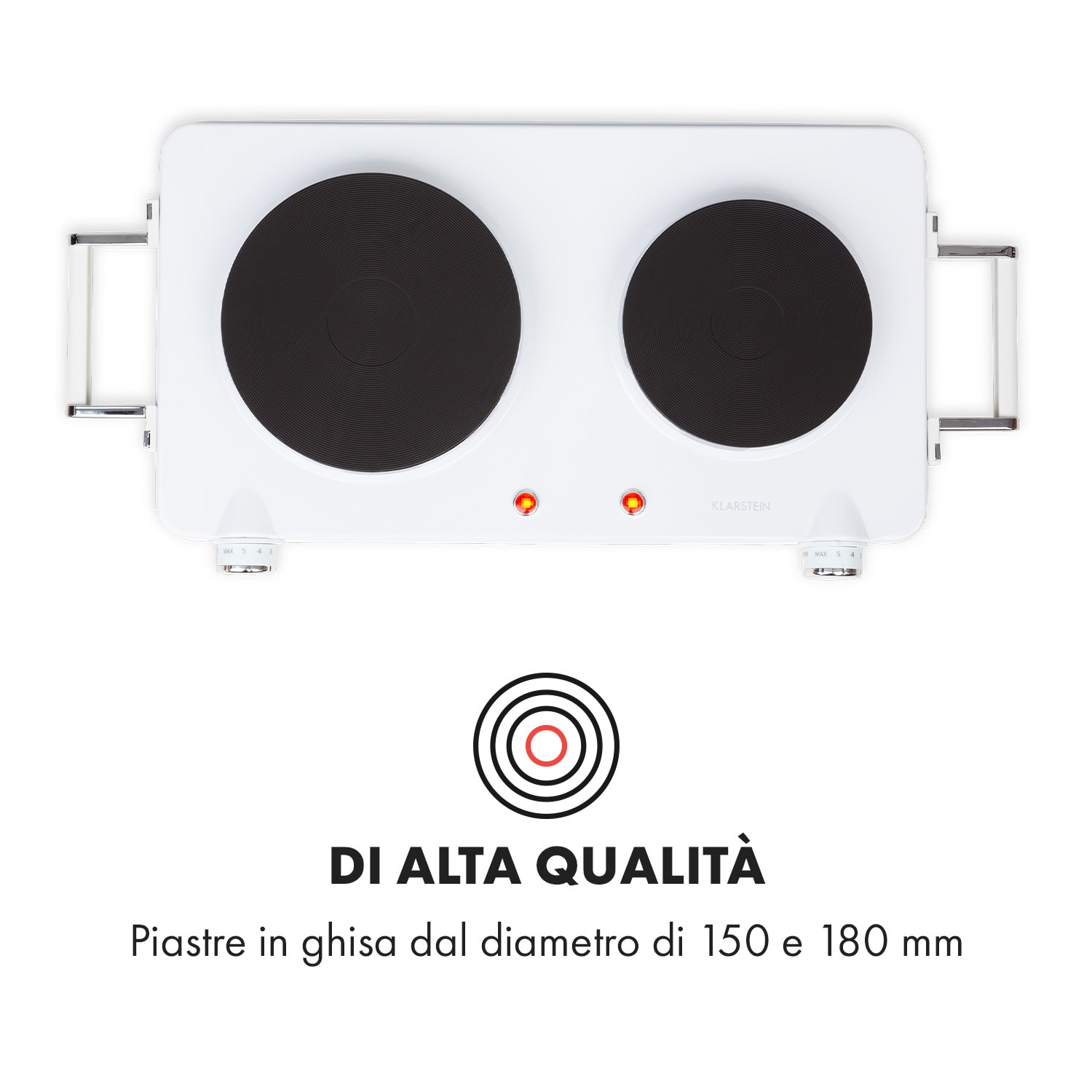 Cookorama piano cottura doppio 1900-2250 W 150/180 mm Ø 5 livelli bianco Bianco